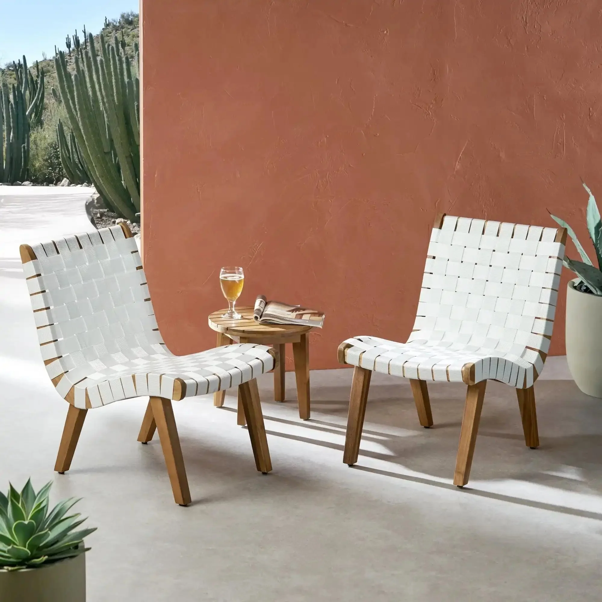 Outdoor 3 Piece Rope Weave Patio Seating Set - Image 5