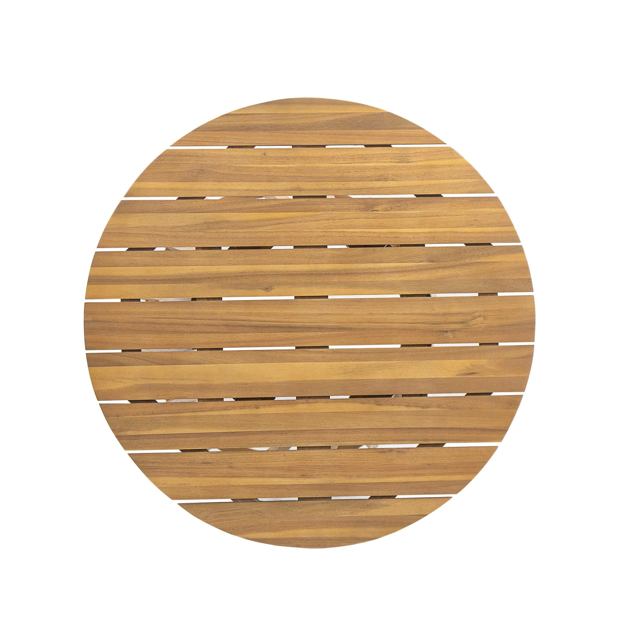 Outdoor 3 Pieces Dining Set, Round Bistro Set - Teak - Image 2