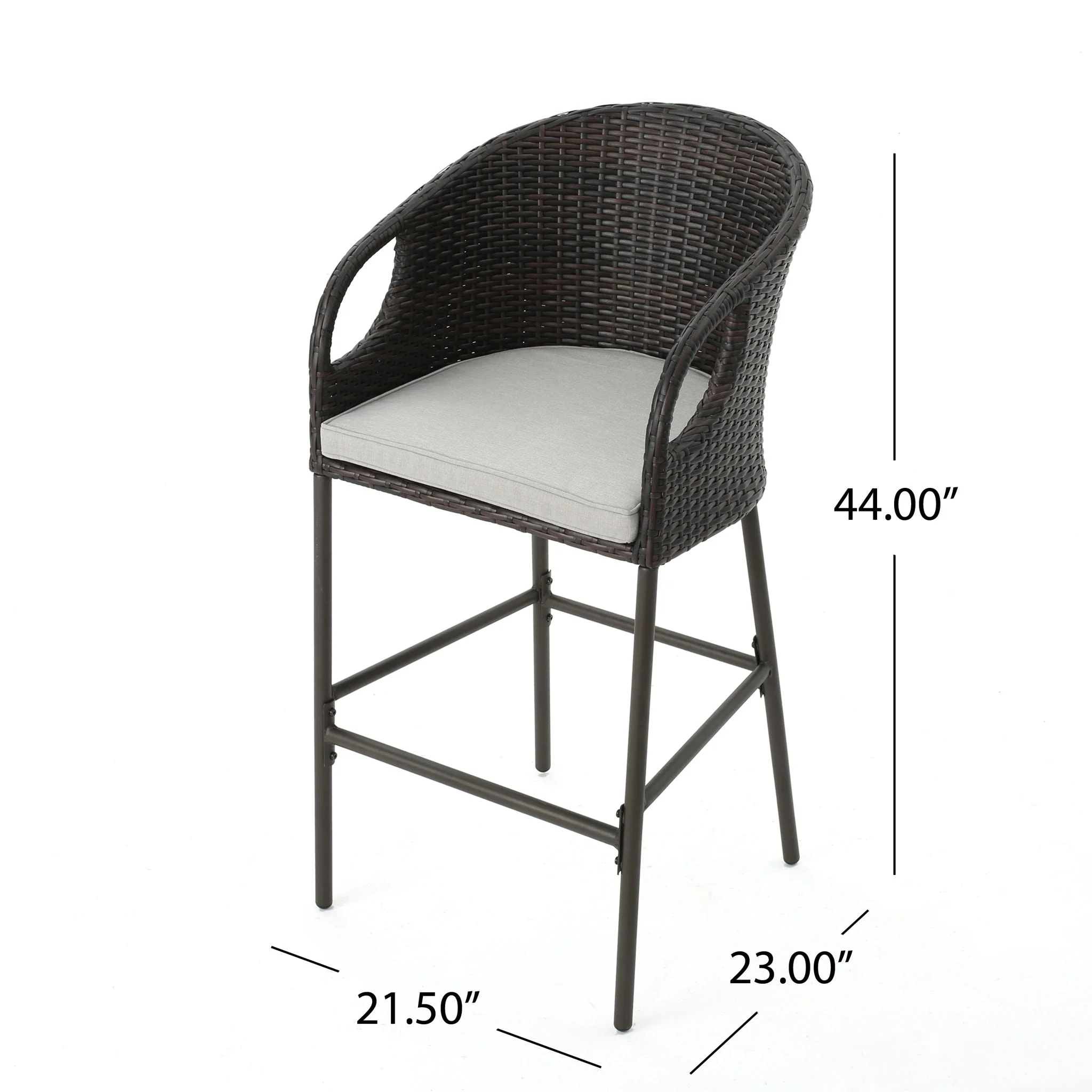 Outdoor 31" Rattan Barstools With Waterproof Cushions (Set of 2) - Multi Brown - Image 2