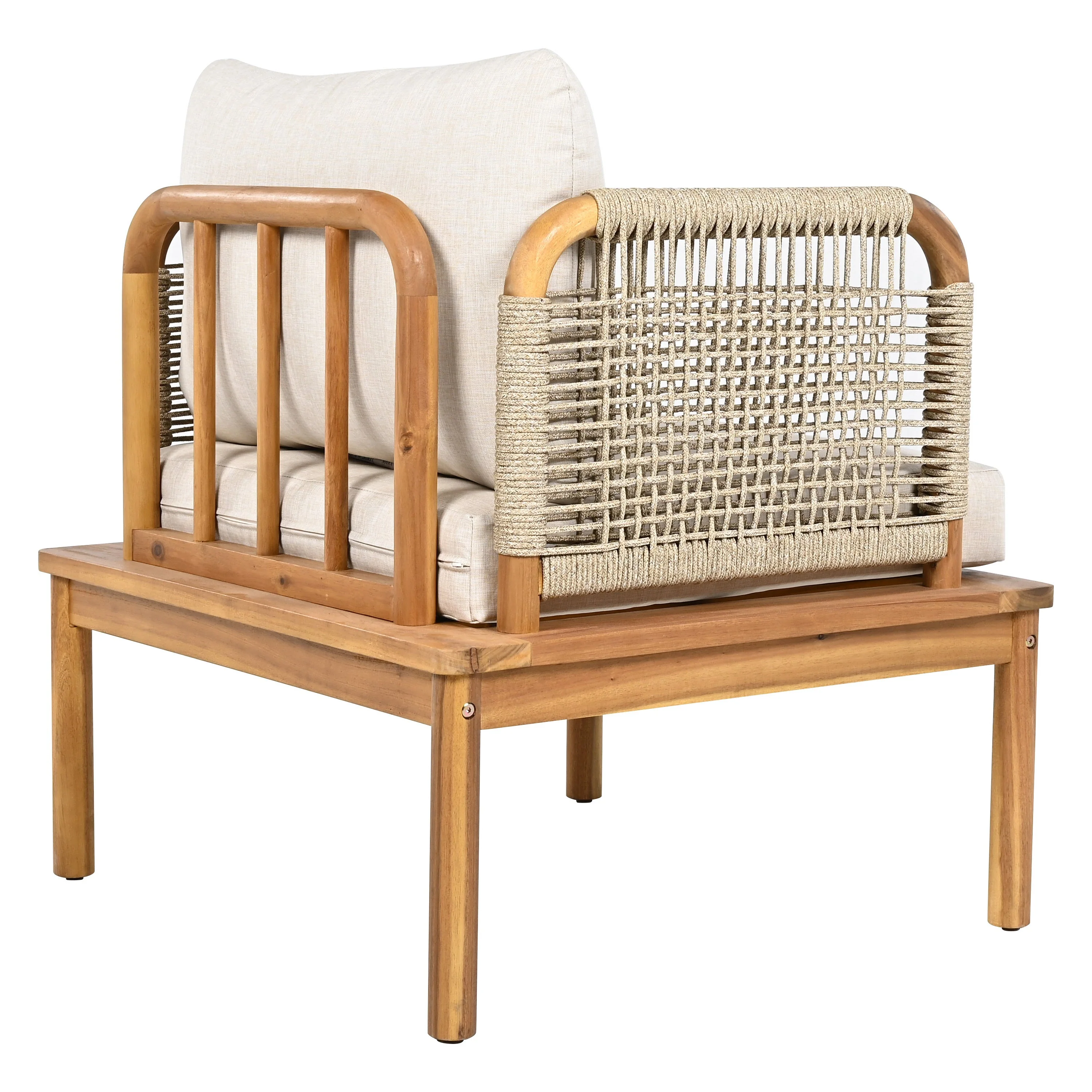 Outdoor 5-Piece Acacia Wood and Rope Patio Sofa Set - Image 12