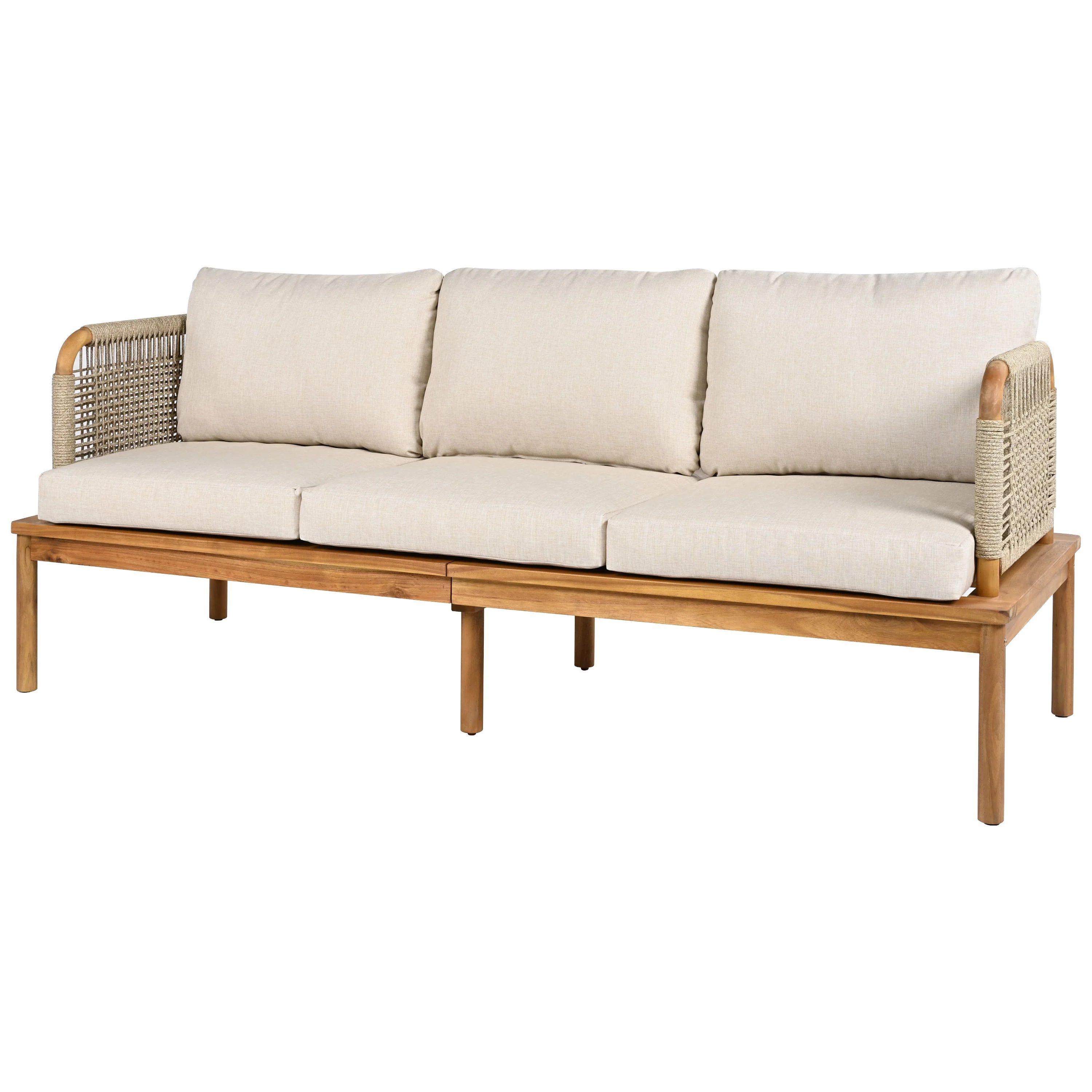Outdoor 5-Piece Acacia Wood and Rope Patio Sofa Set - Image 9