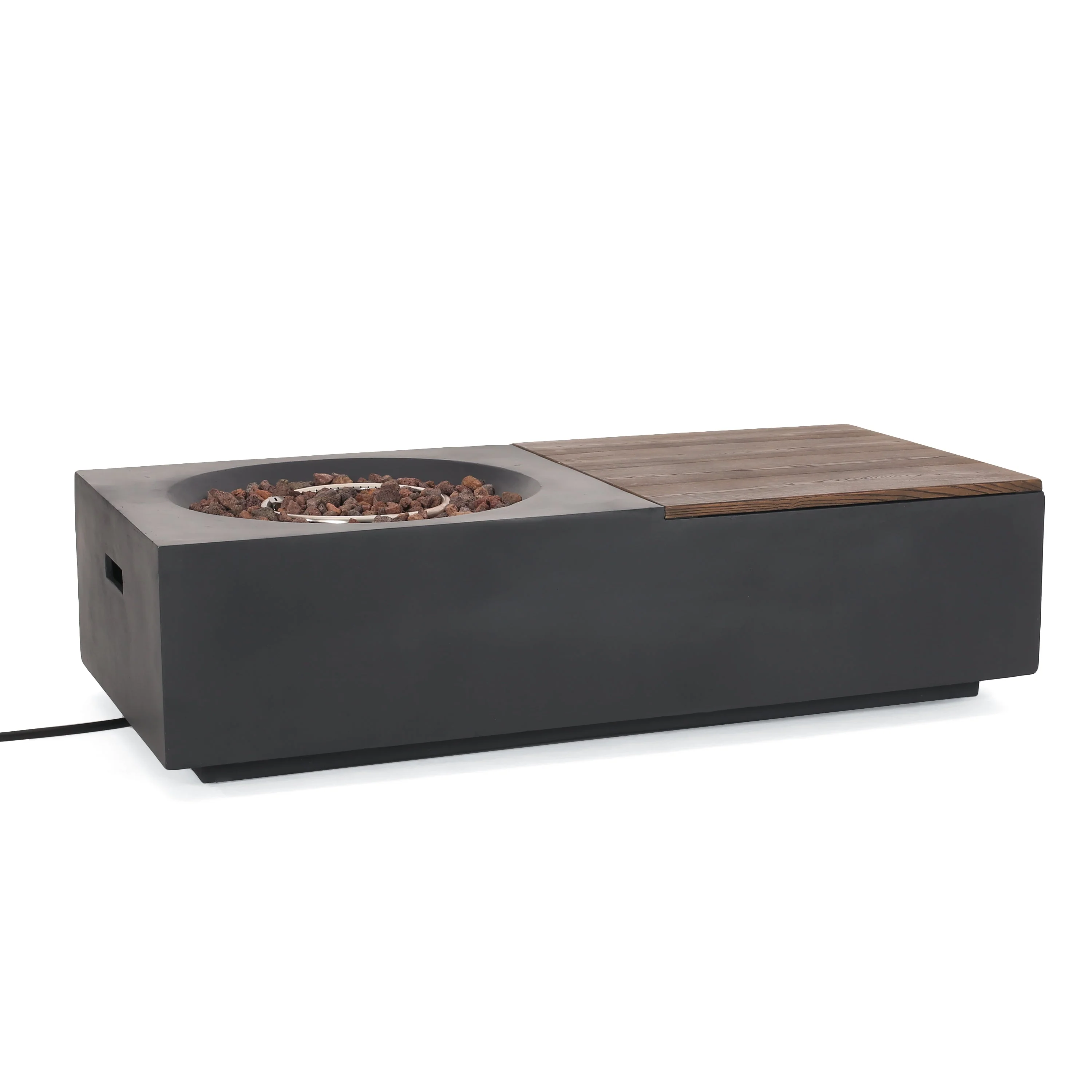 Outdoor 50,000 BTU Lightweight Concrete Fire Pit Table with Storage - Image 12