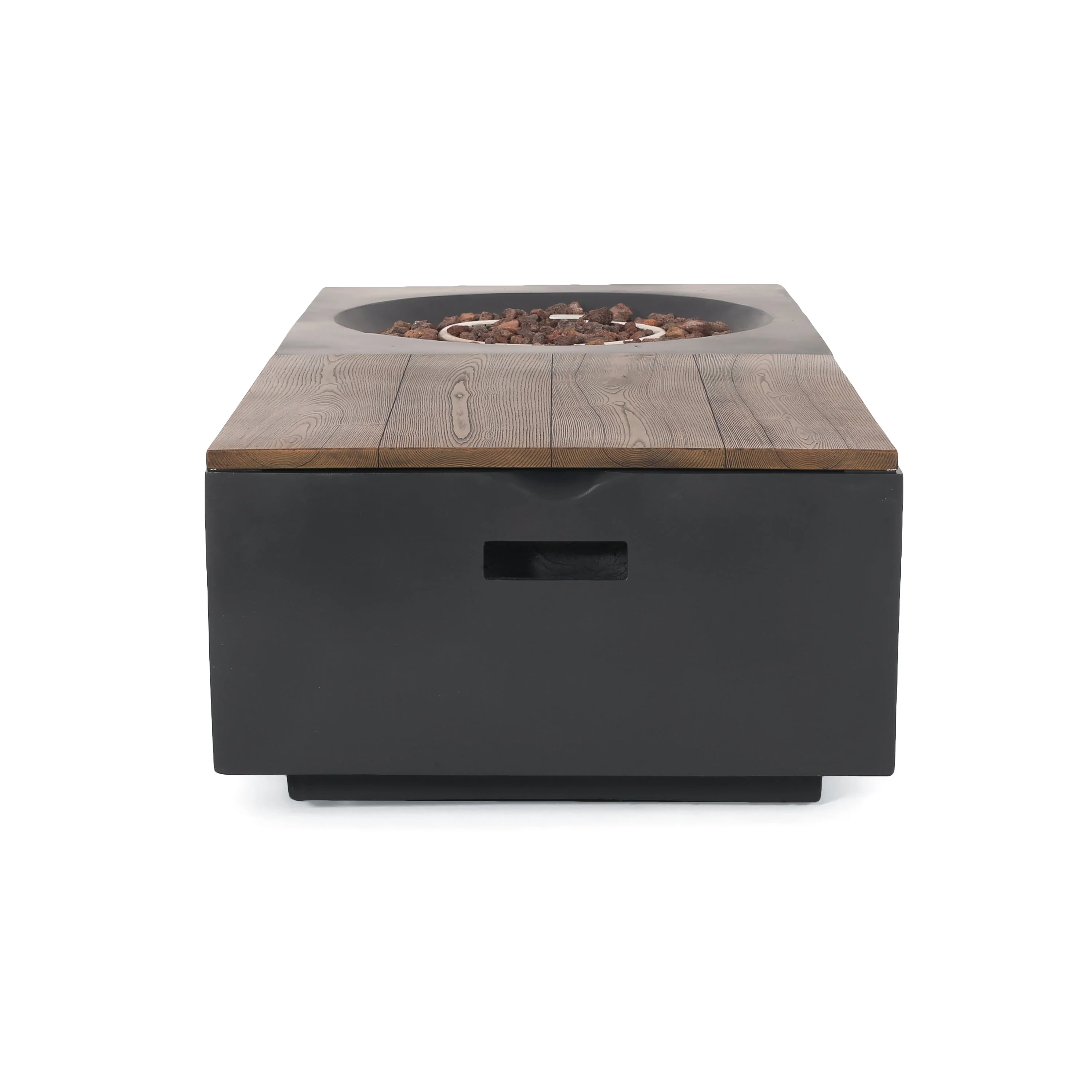 Outdoor 50,000 BTU Lightweight Concrete Fire Pit Table with Storage - Image 13
