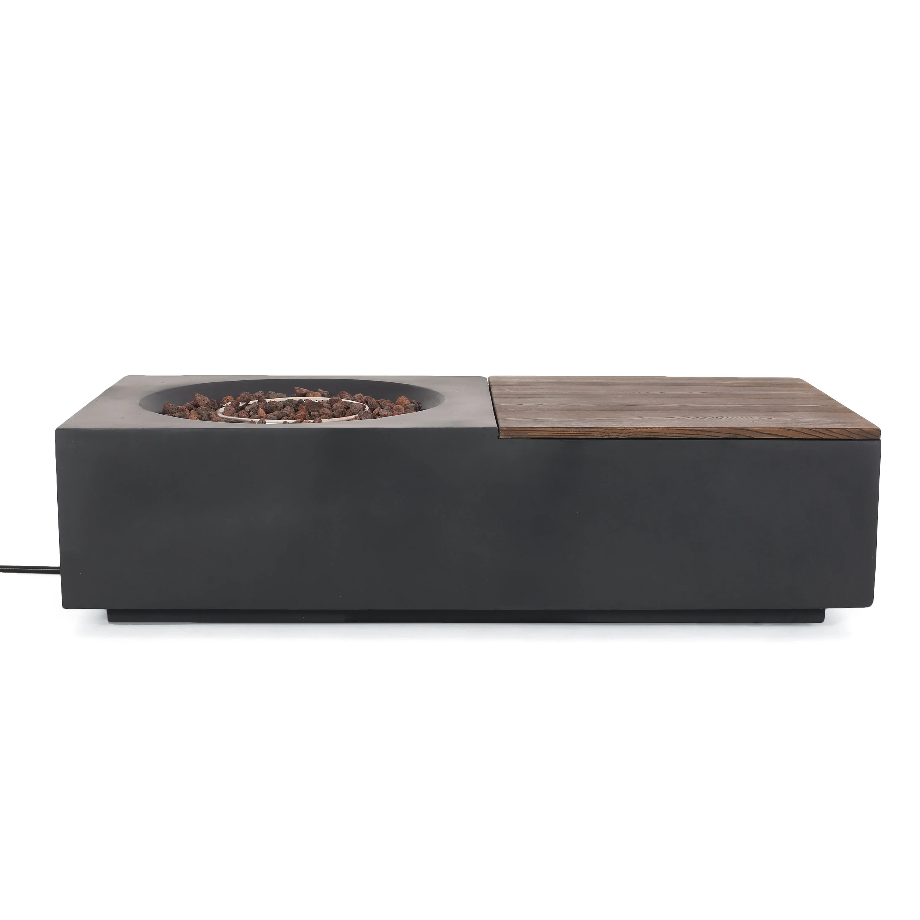 Outdoor 50,000 BTU Lightweight Concrete Fire Pit Table with Storage - Image 15