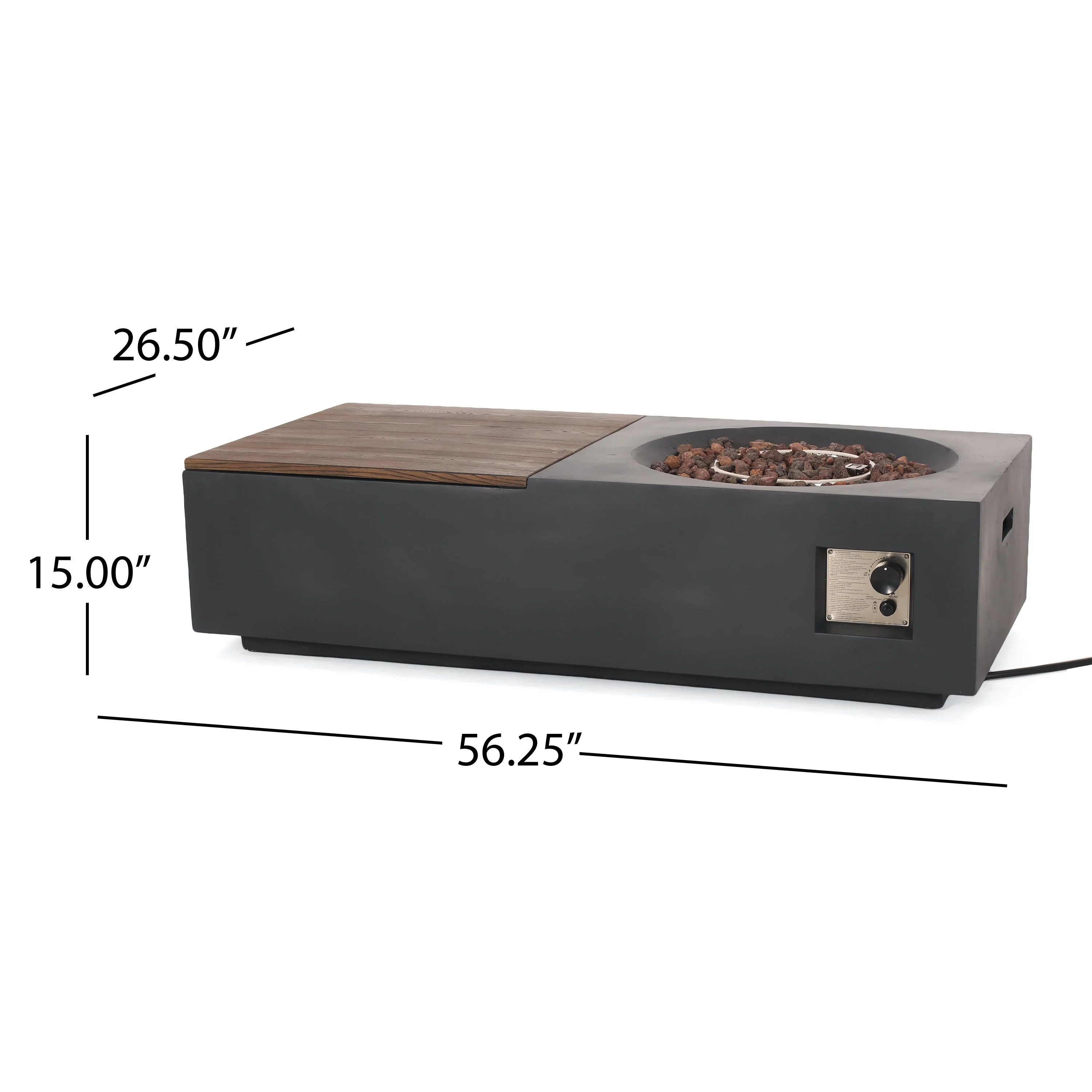 Outdoor 50,000 BTU Lightweight Concrete Fire Pit Table with Storage - Image 8