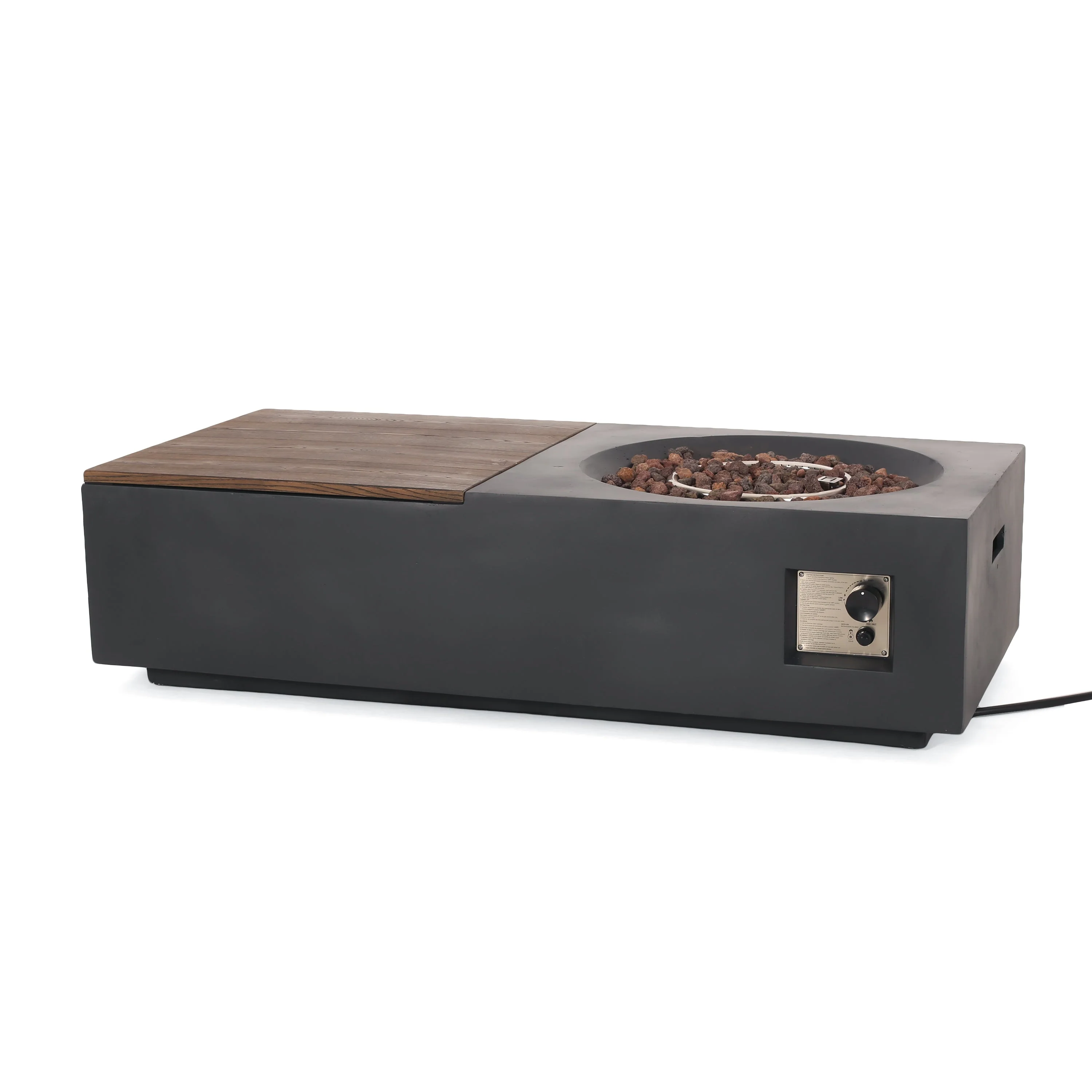 Outdoor 50,000 BTU Lightweight Concrete Fire Pit Table with Storage - Image 9