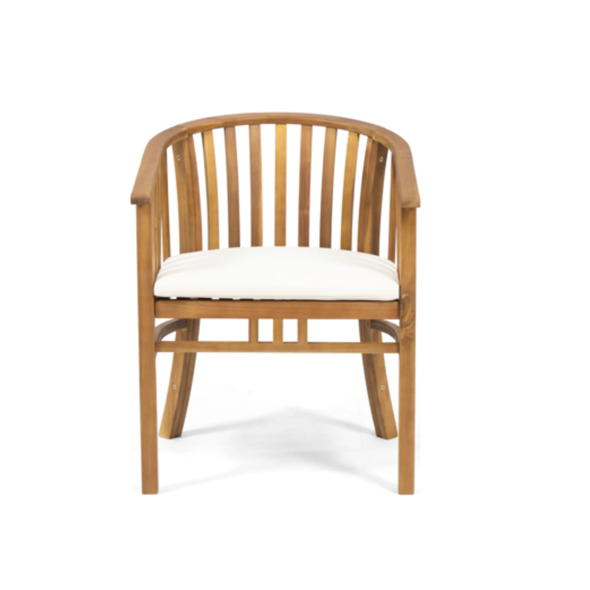 Outdoor 6 Seater Acacia Wood Dining Set with Cushions in Teak Finish and Cream Color - Image 5