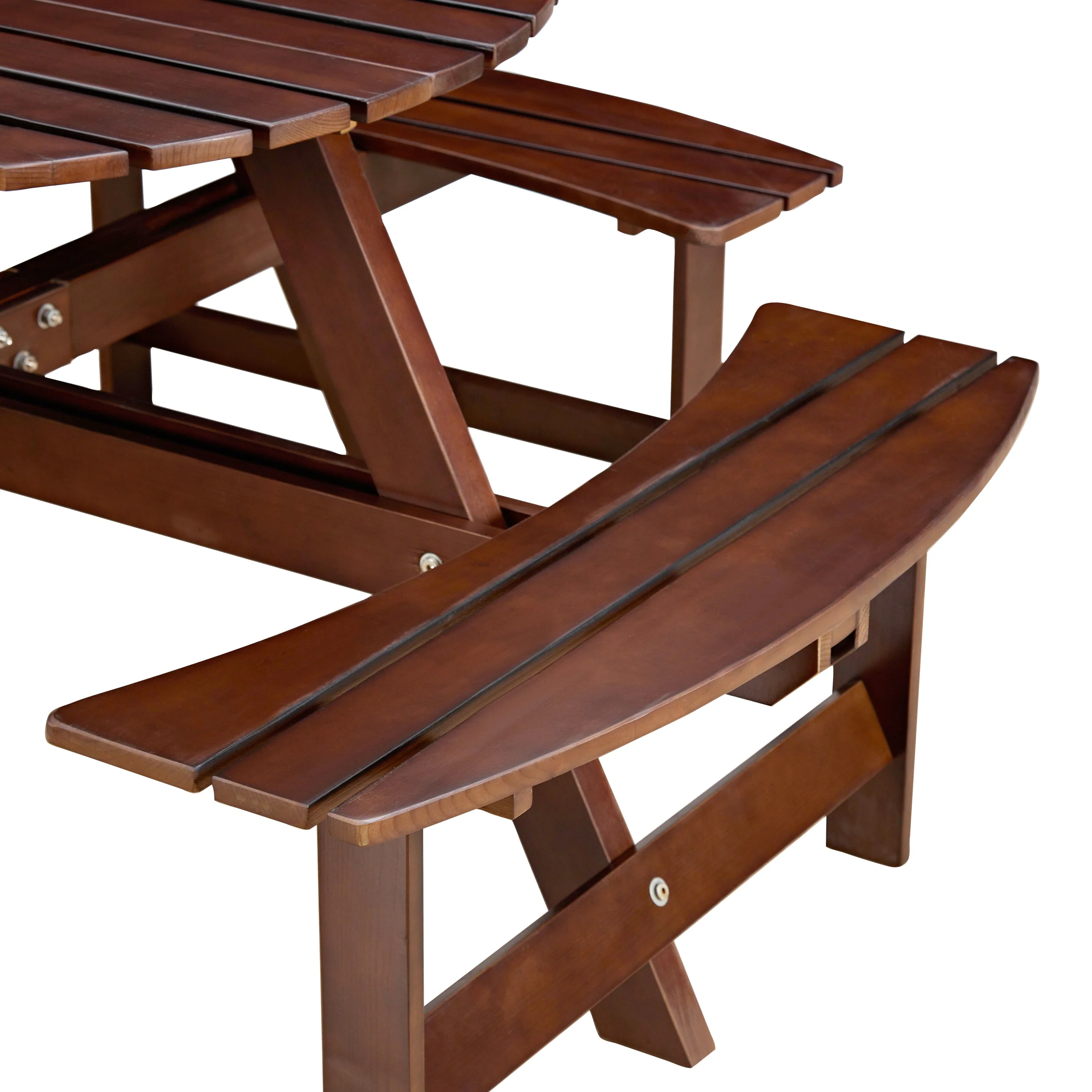 Outdoor 8 Person Round Picnic Table with Built-In Benches - Image 14