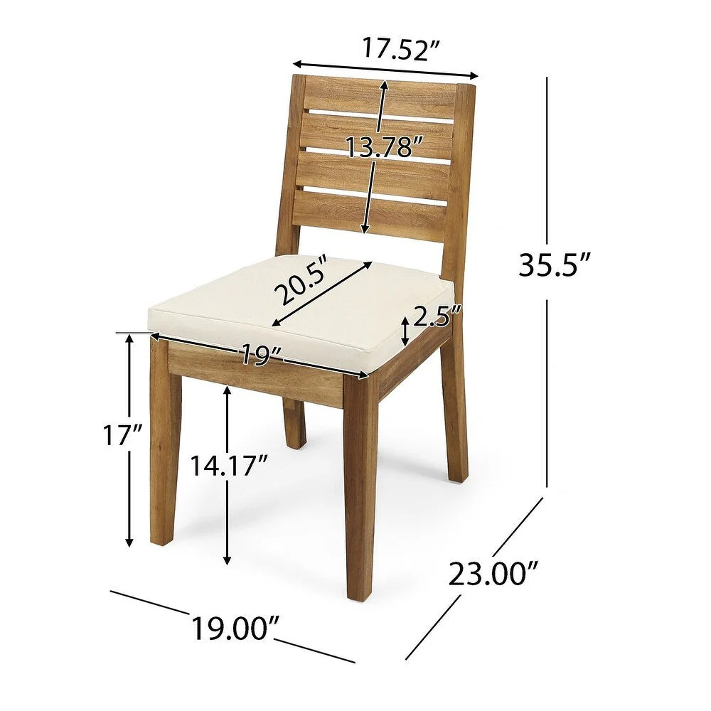 Outdoor Acacia Wood 7-Piece Dining Set with Cushions - Image 12