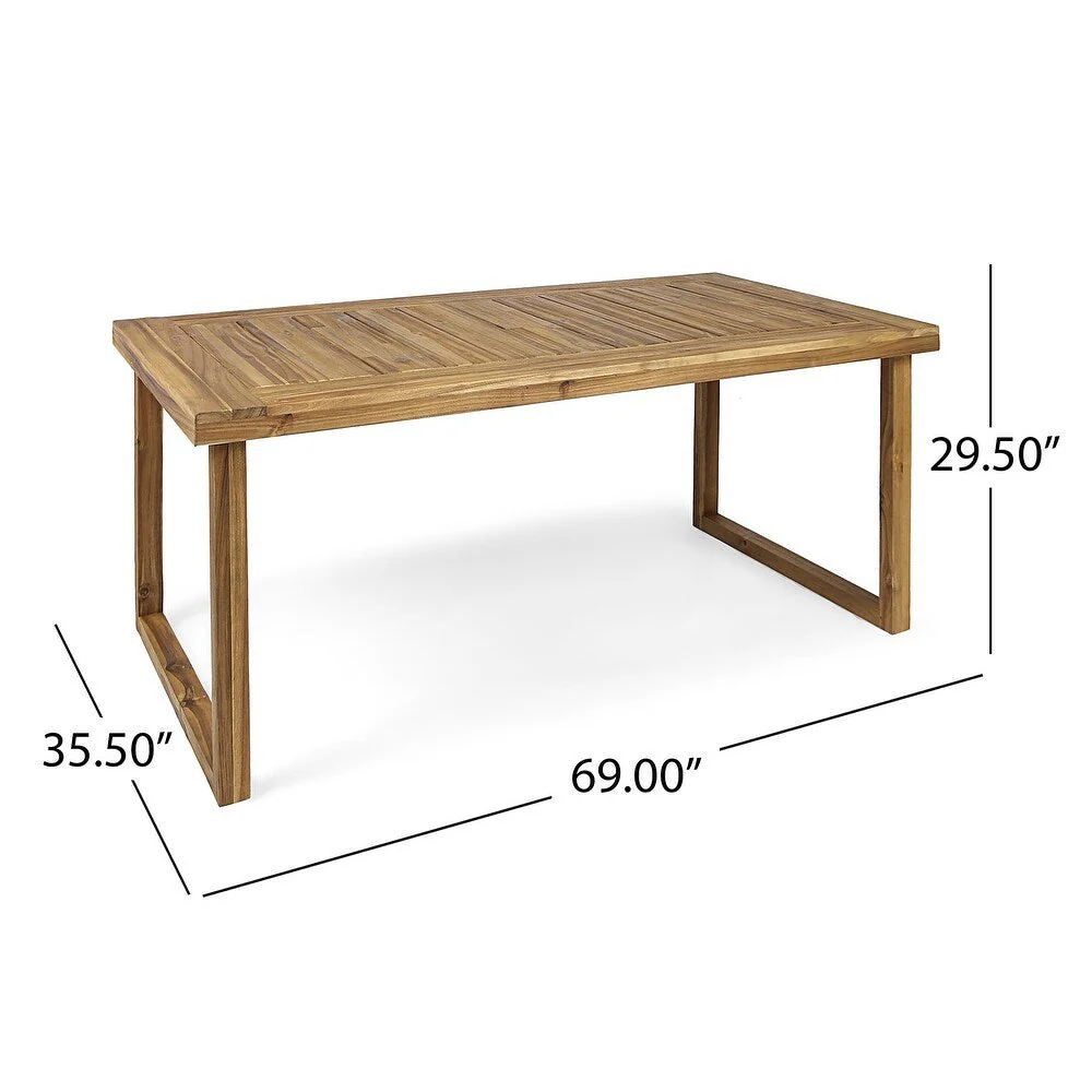 Outdoor Acacia Wood 7-Piece Dining Set with Cushions - Image 3