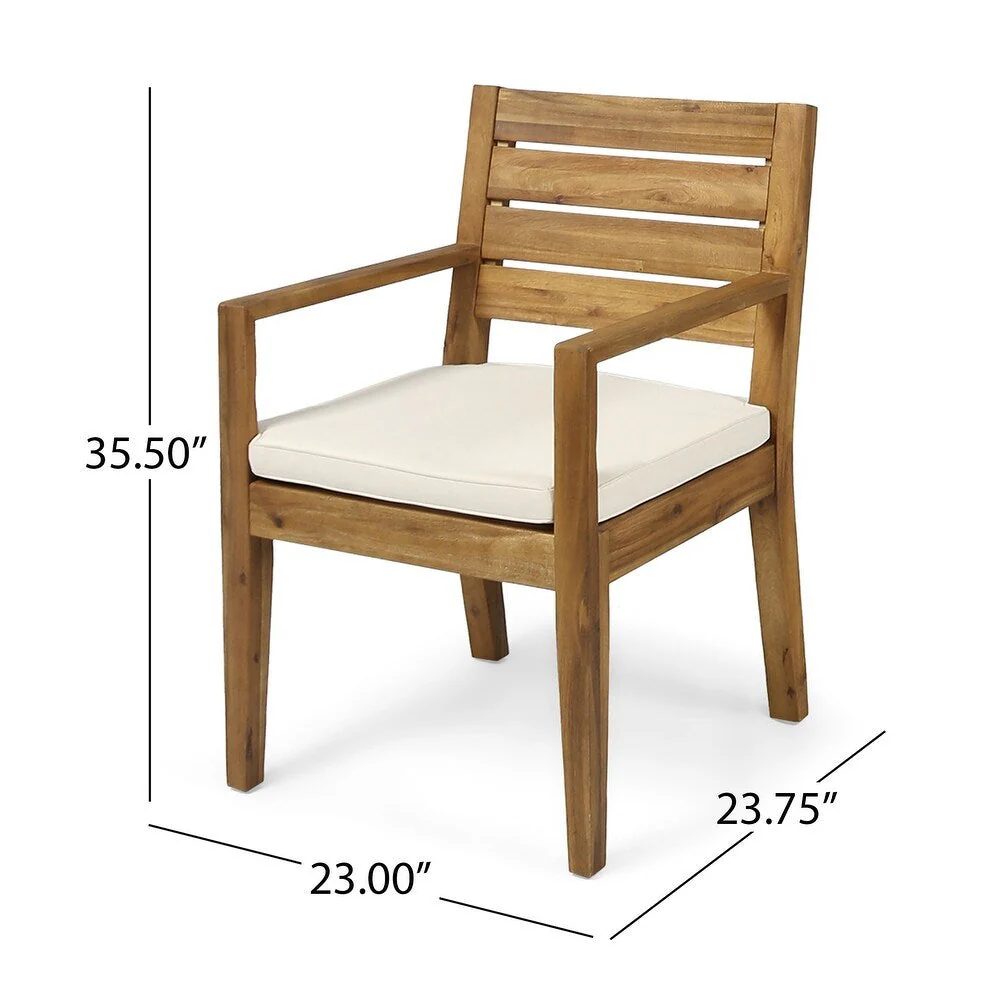 Outdoor Acacia Wood 7-Piece Dining Set with Cushions - Image 8