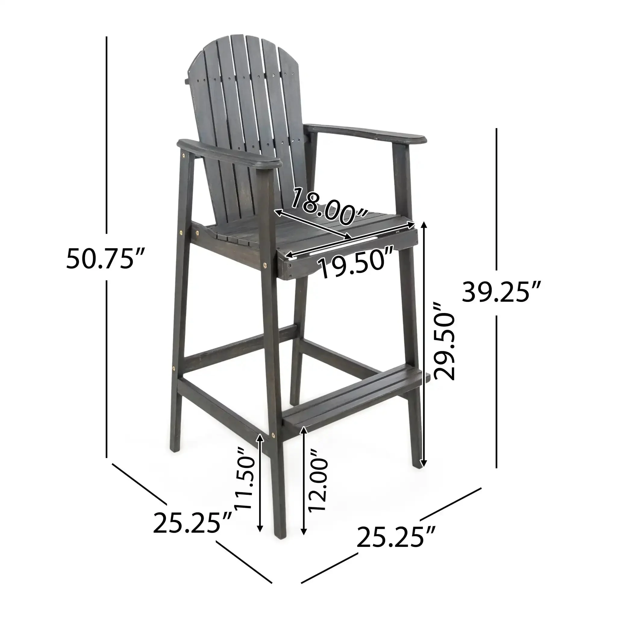 Outdoor Acacia Wood Adirondack Barstools (Set of 2) - Image 7