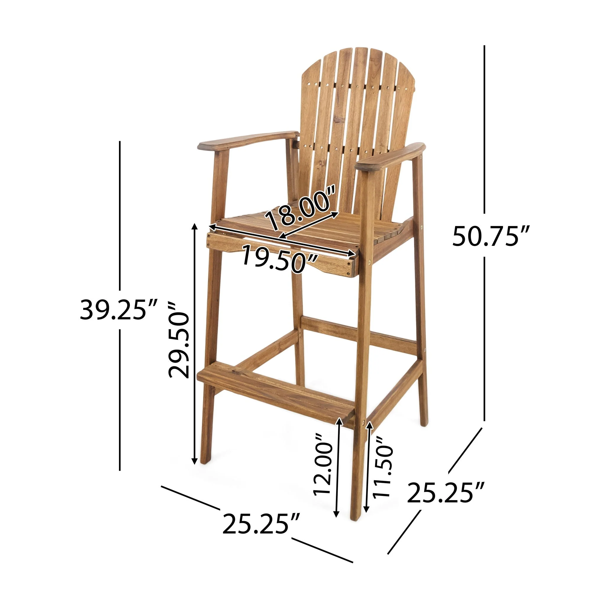Outdoor Acacia Wood Adirondack Barstools (Set of 2) - Image 8