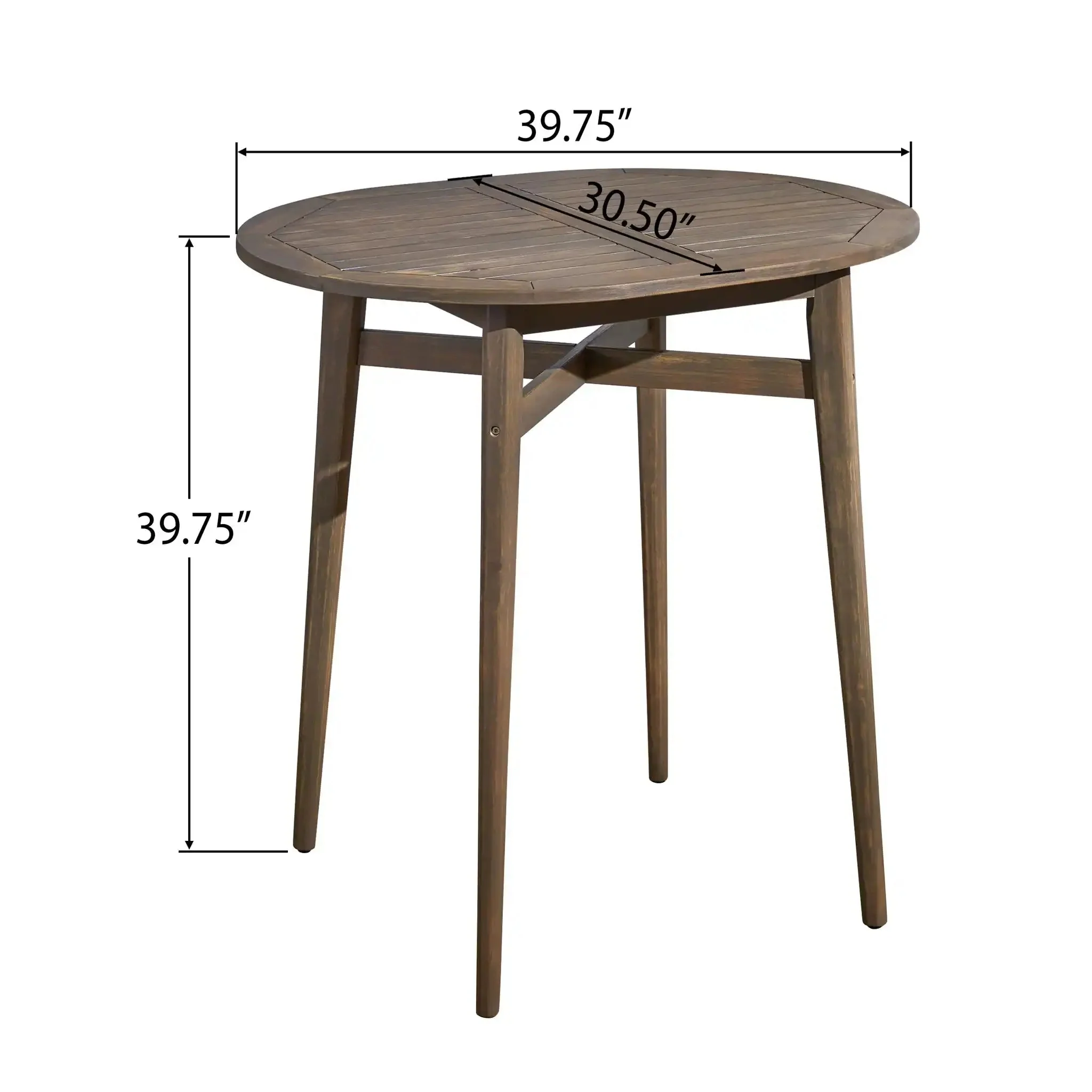 Outdoor Acacia Wood Bar Table With Slat Top - Image 3