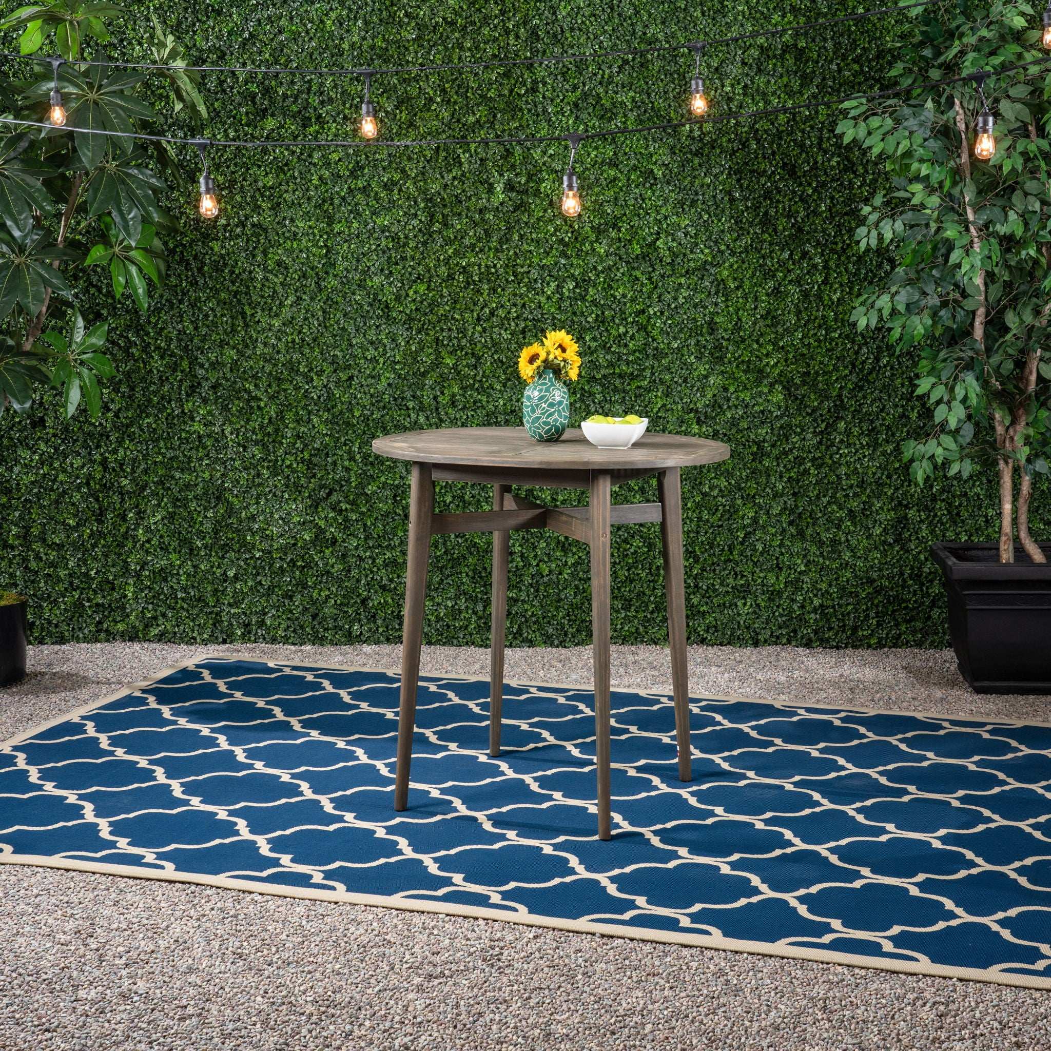 Outdoor Acacia Wood Bar Table With Slat Top - Image 4