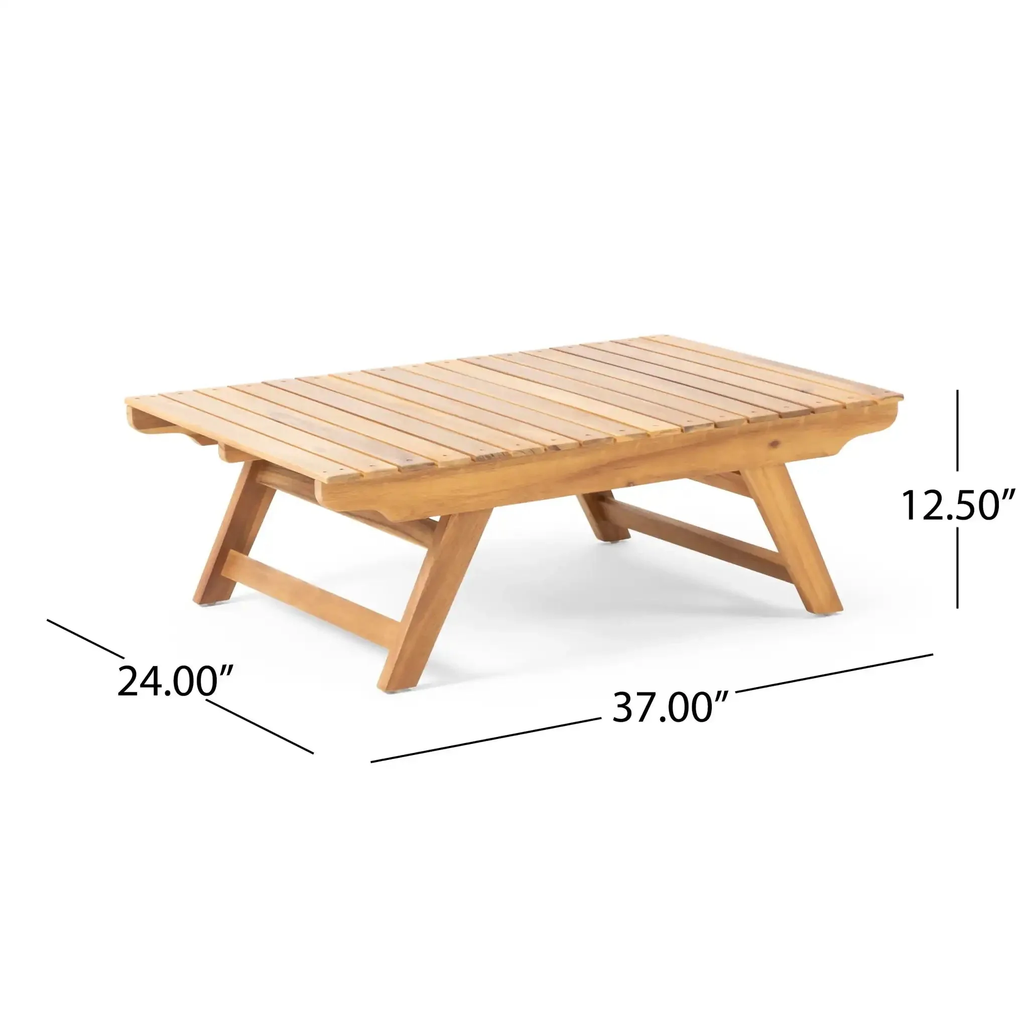 Outdoor Acacia Wood Coffee Table With Open Slat Design - Image 3