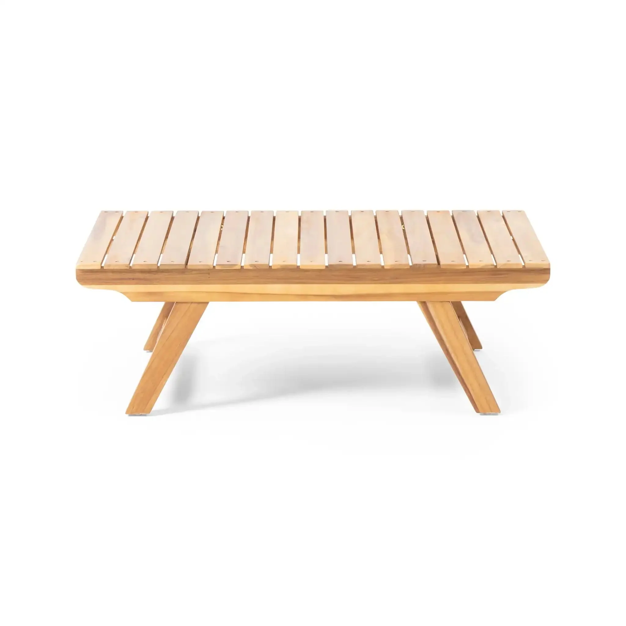Outdoor Acacia Wood Coffee Table With Open Slat Design - Image 5