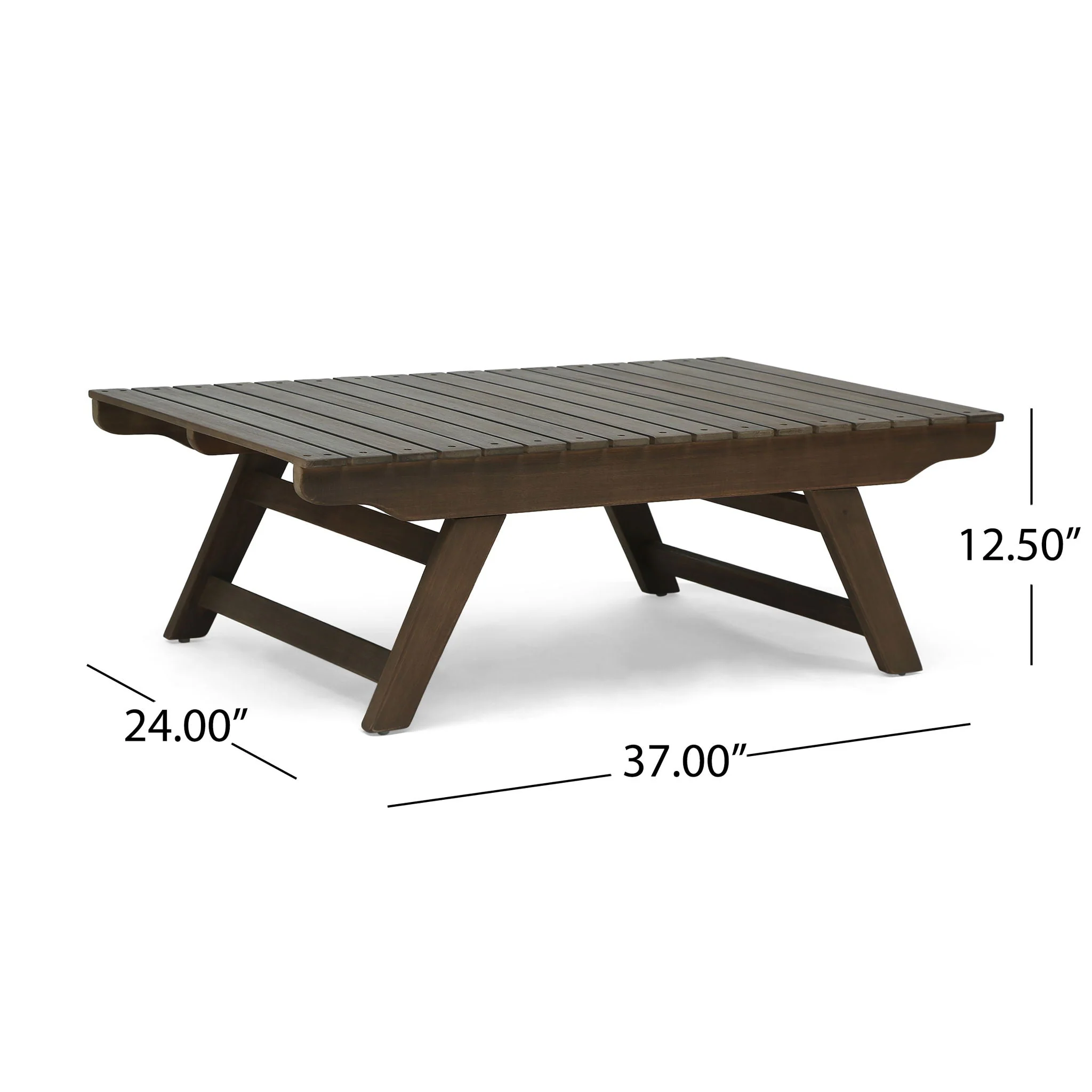 Outdoor Acacia Wood Coffee Table With Open Slat Design - Image 8