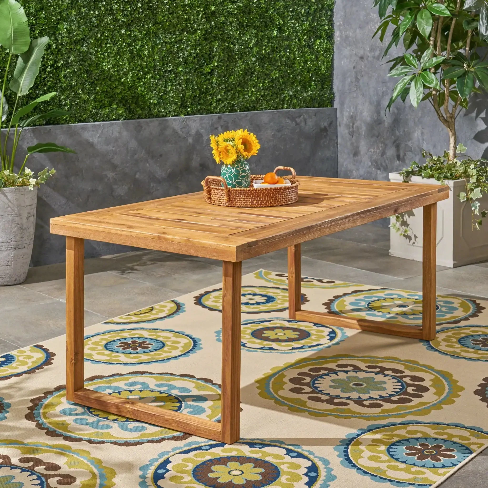 Outdoor Acacia Wood Dining Table, Sandblast Finish - Image 3