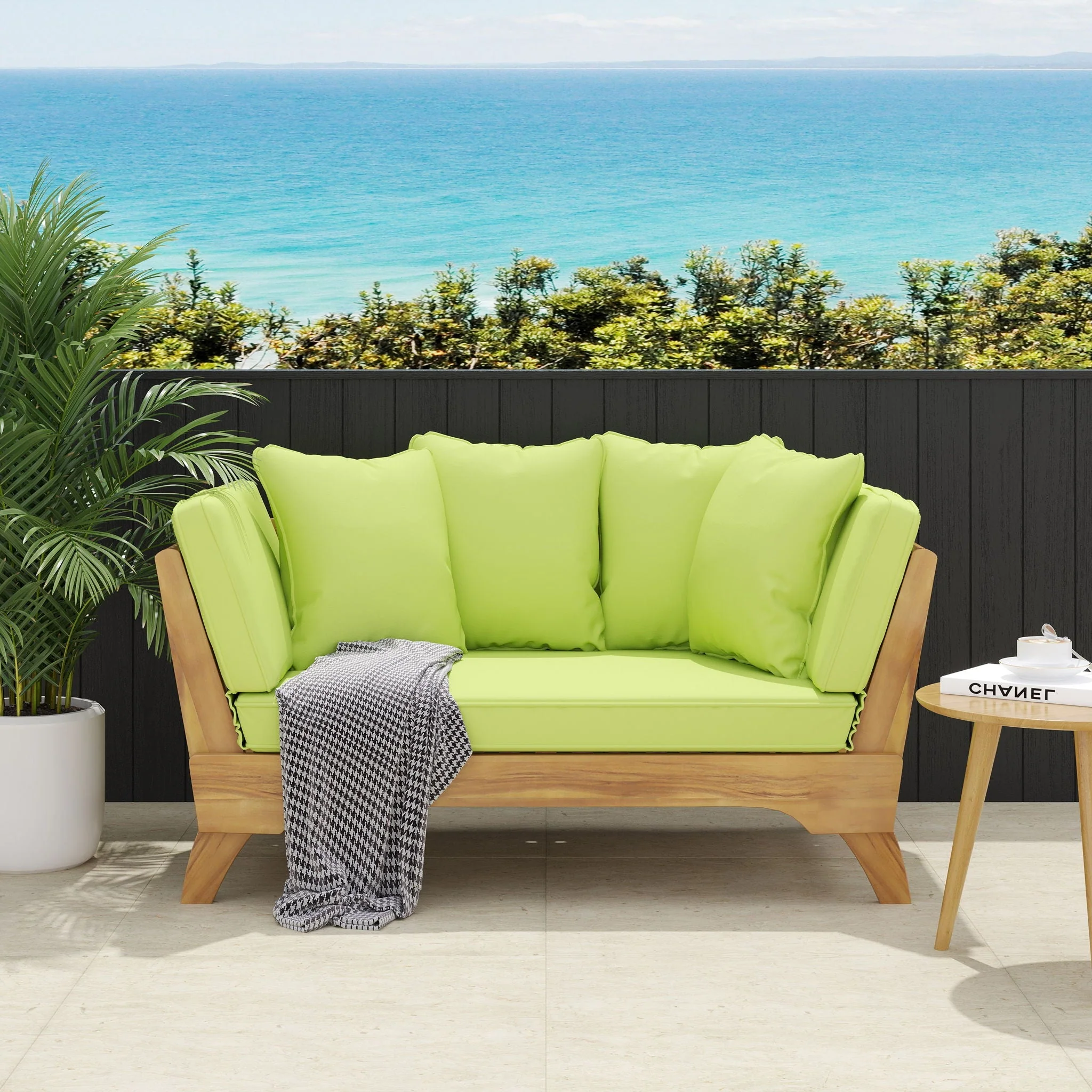 Outdoor Acacia Wood Expandable Daybed With Cushions - Image 11