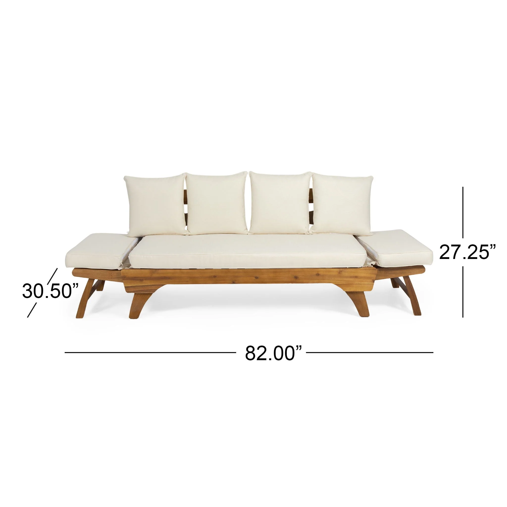 Outdoor Acacia Wood Expandable Daybed With Cushions - Image 14