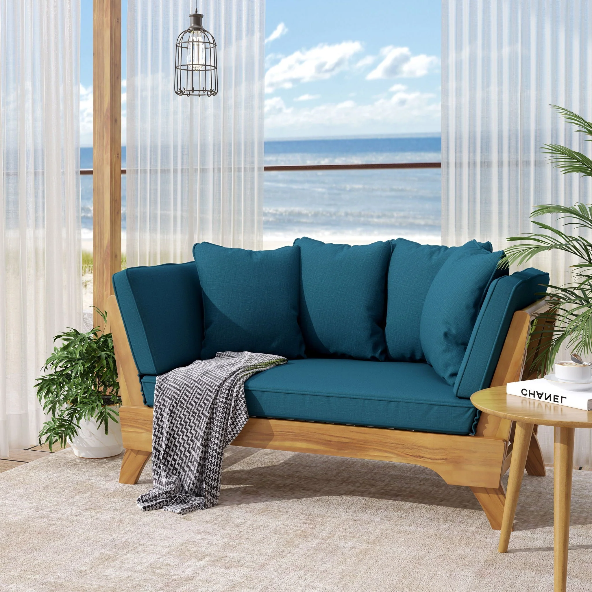 Outdoor Acacia Wood Expandable Daybed With Cushions - Image 15