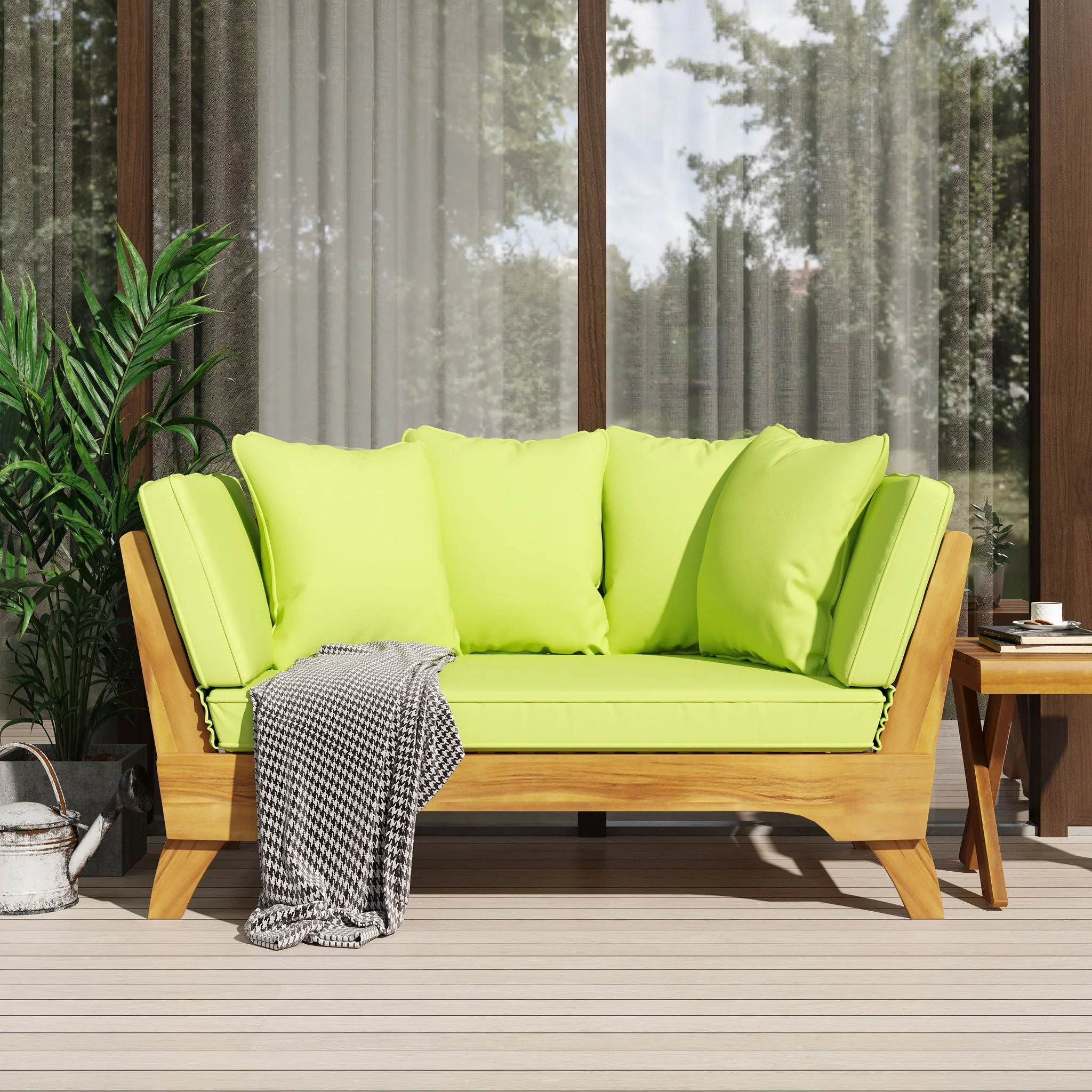 Outdoor Acacia Wood Expandable Daybed With Cushions - Image 16