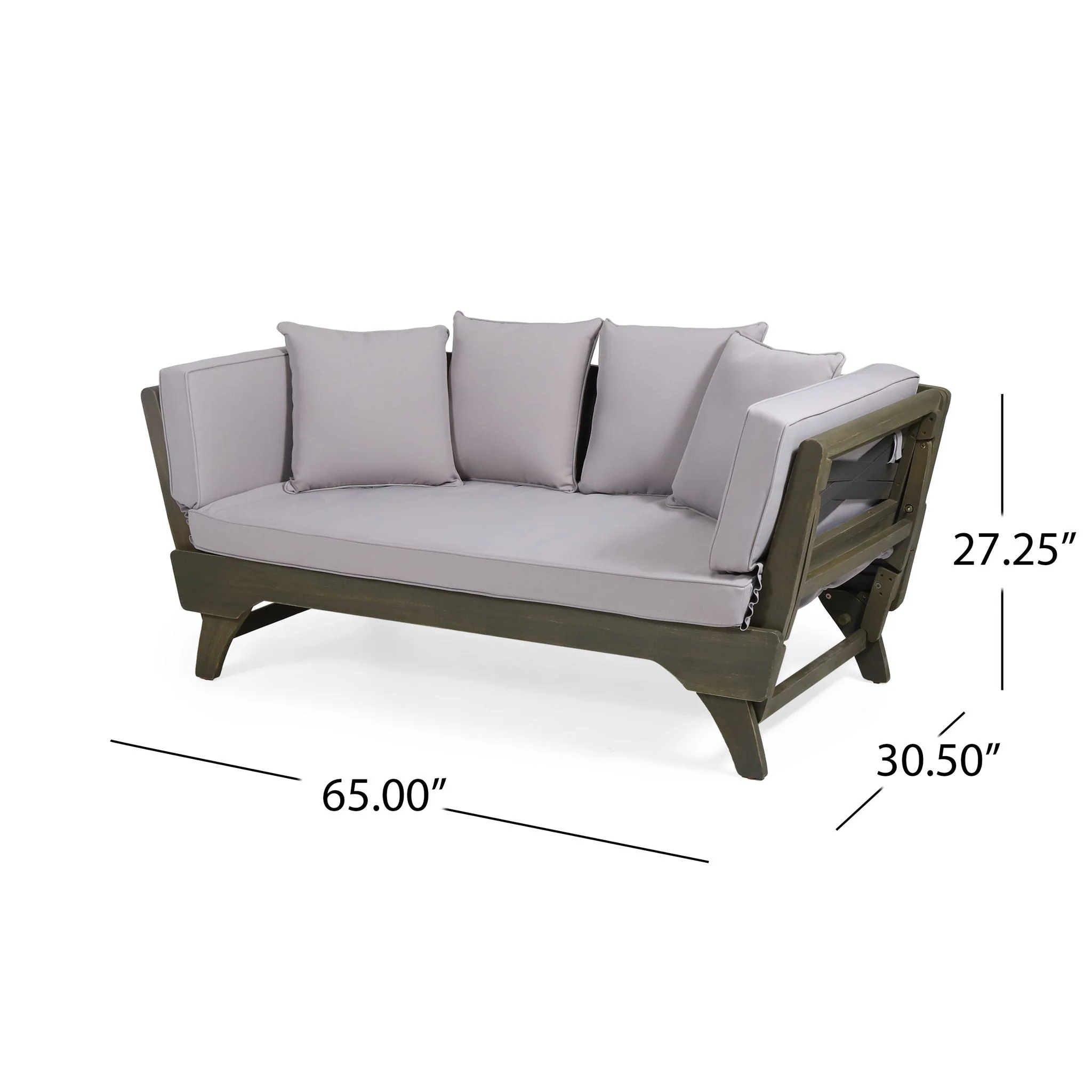 Outdoor Acacia Wood Expandable Daybed With Cushions - Image 6