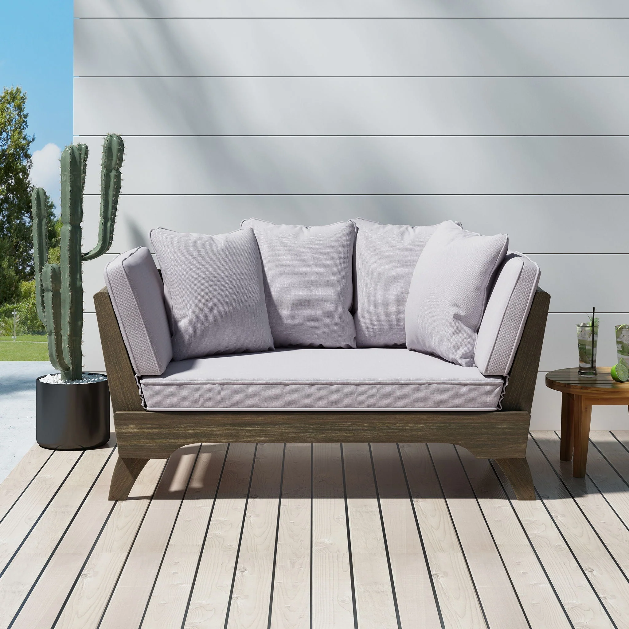 Outdoor Acacia Wood Expandable Daybed With Cushions - Image 7