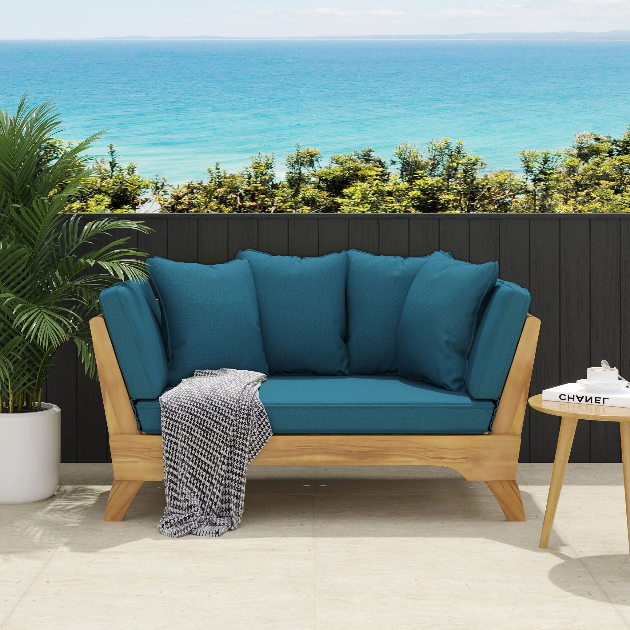 Outdoor Acacia Wood Expandable Daybed With Cushions - Image 8