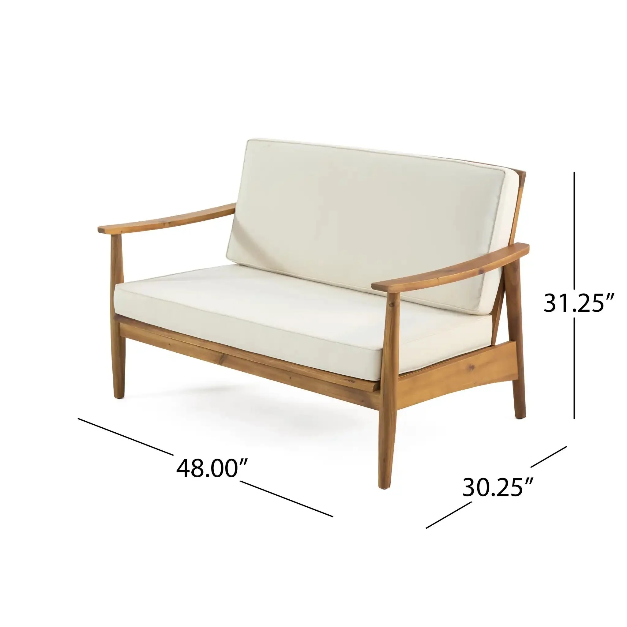 Outdoor Acacia Wood Loveseat Set With Coffee Table - Image 3