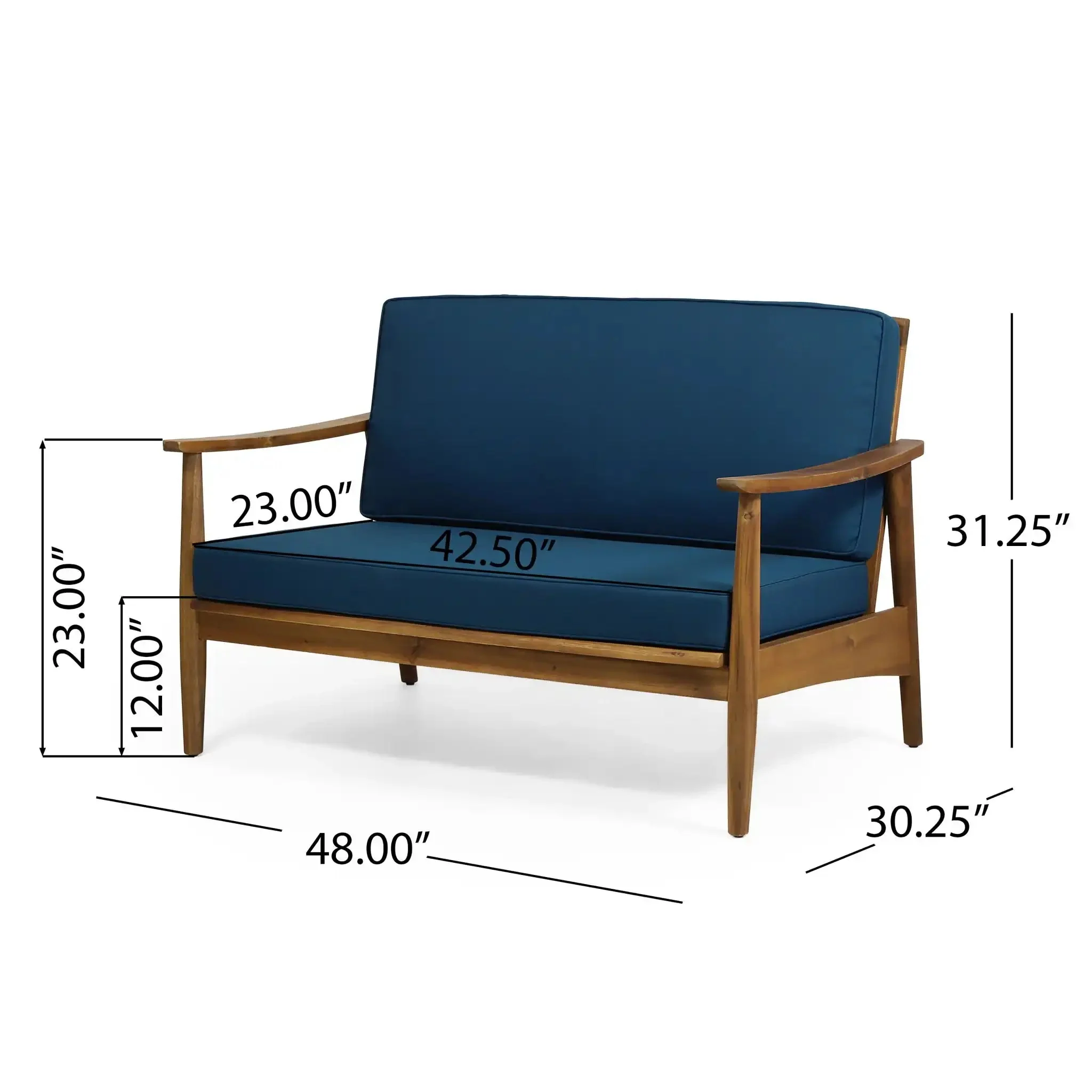 Outdoor Acacia Wood Loveseat Set With Coffee Table - Image 8