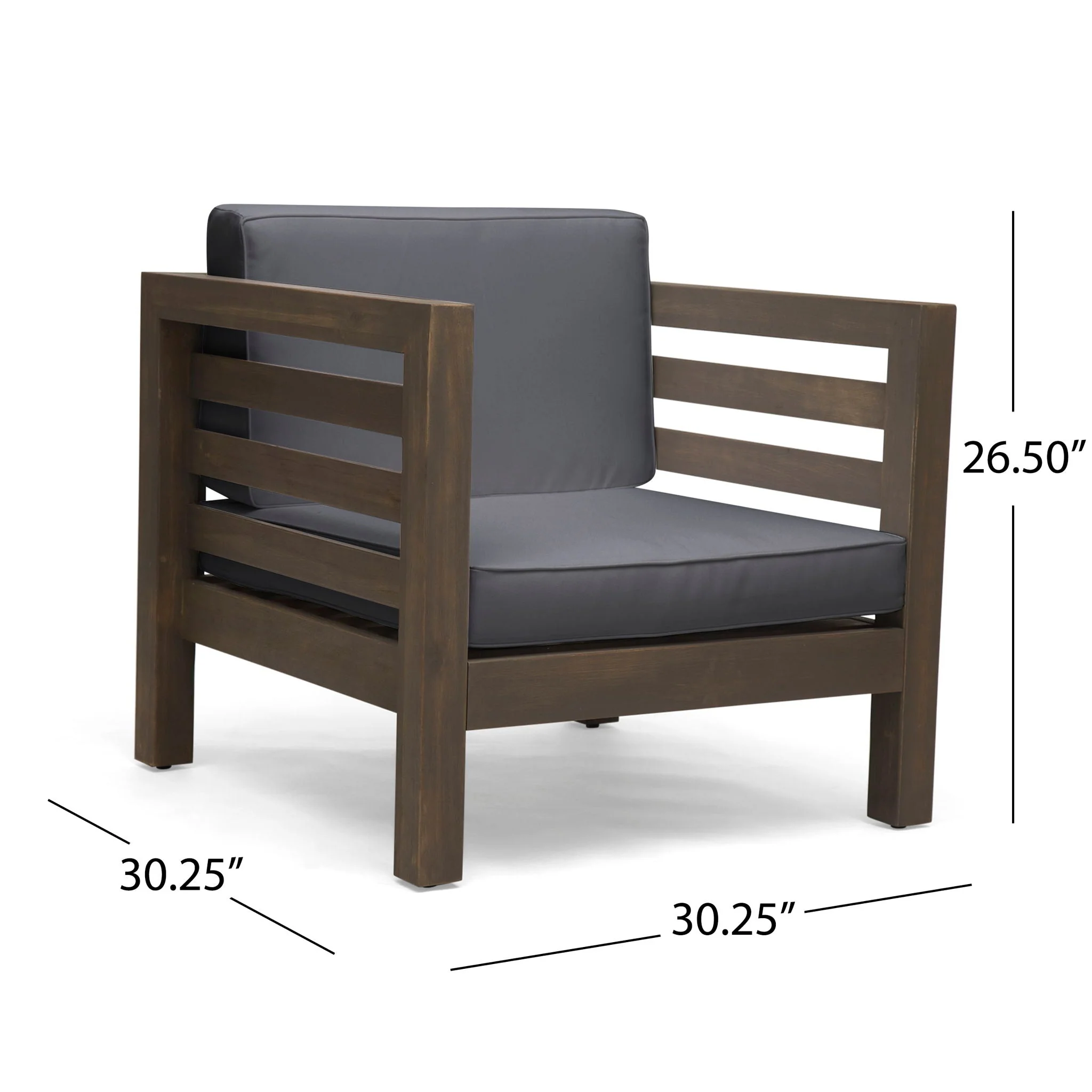 Outdoor Acacia Wood Patio Chair With Fabric Cushion - Image 12