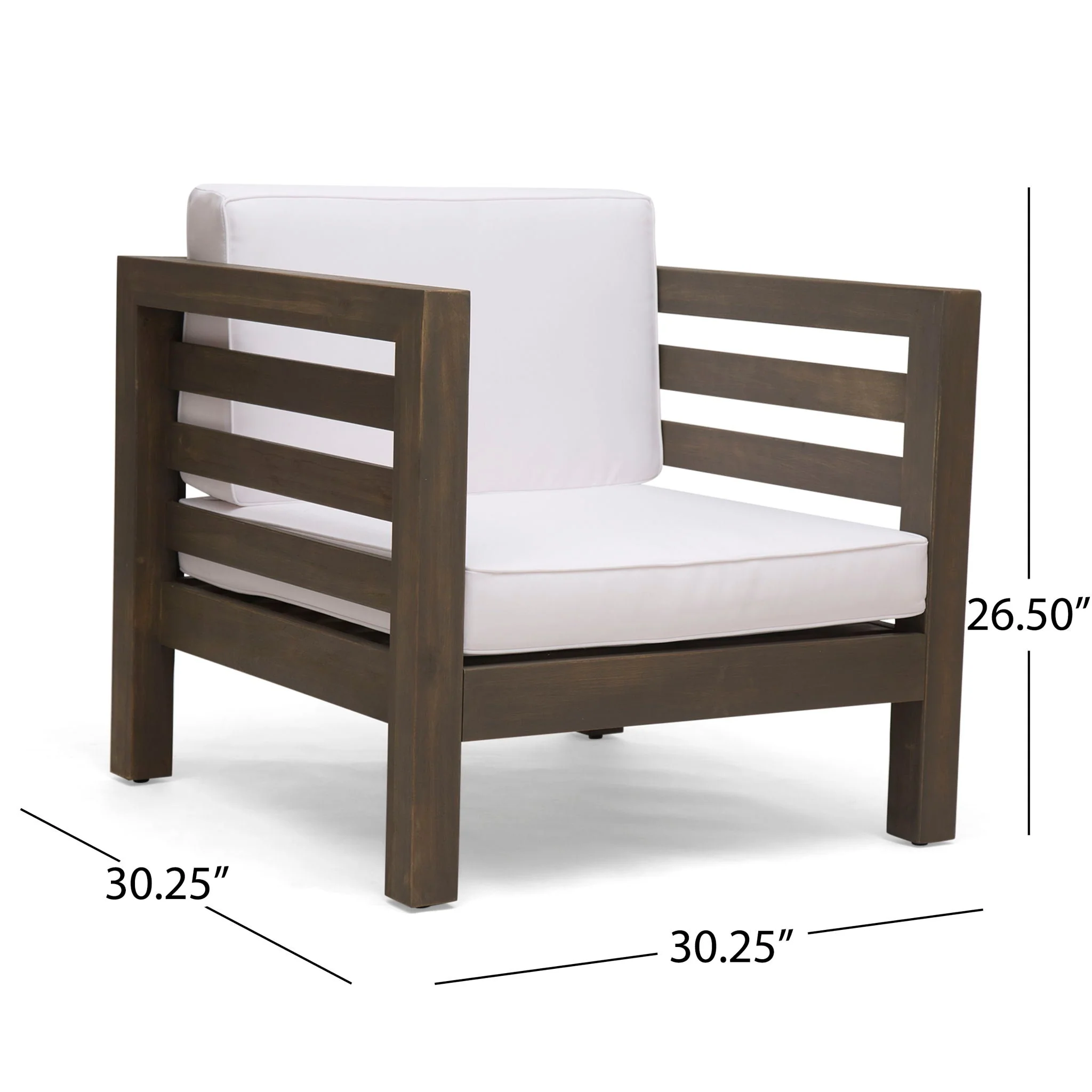 Outdoor Acacia Wood Patio Chair With Fabric Cushion - Image 14