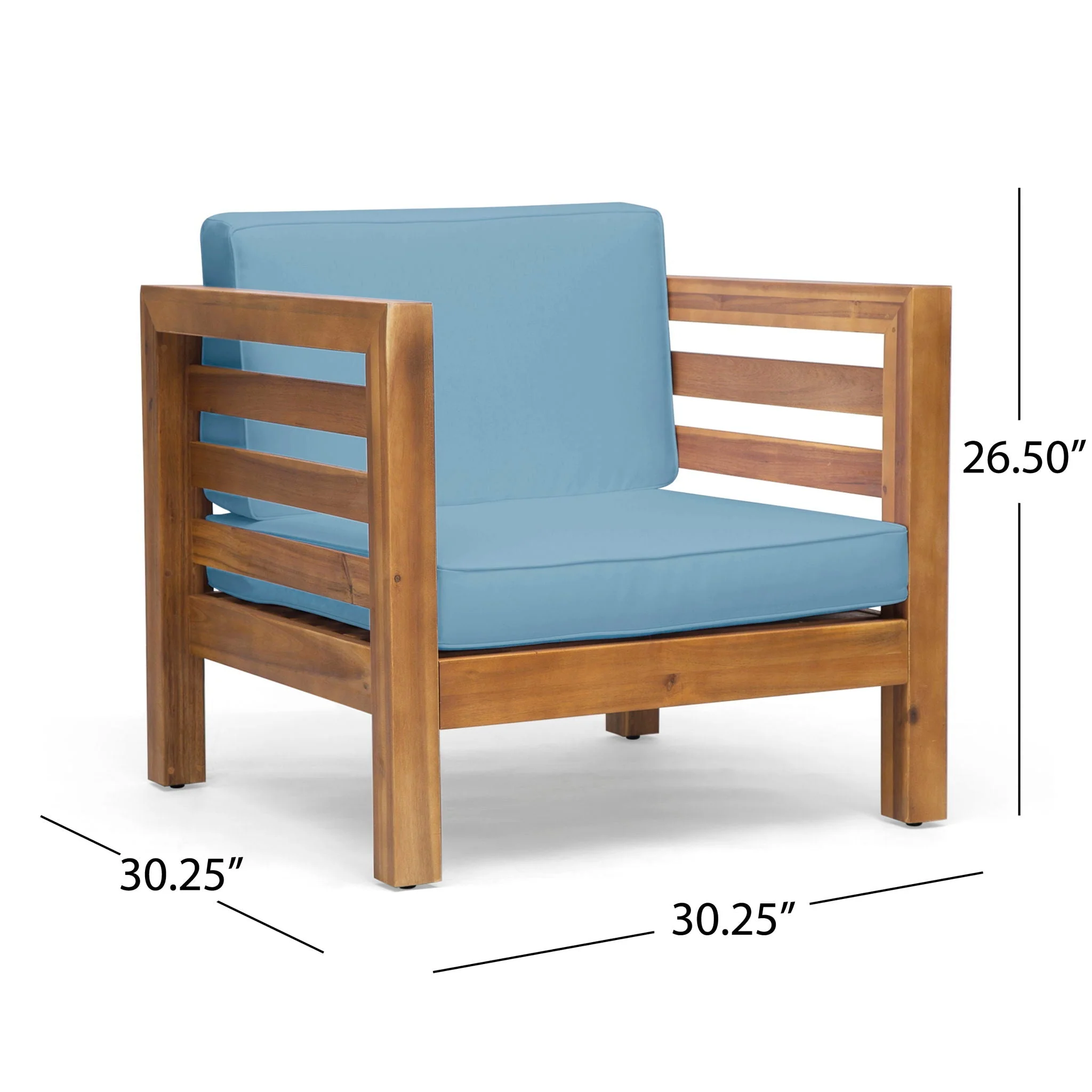 Outdoor Acacia Wood Patio Chair With Fabric Cushion - Image 16