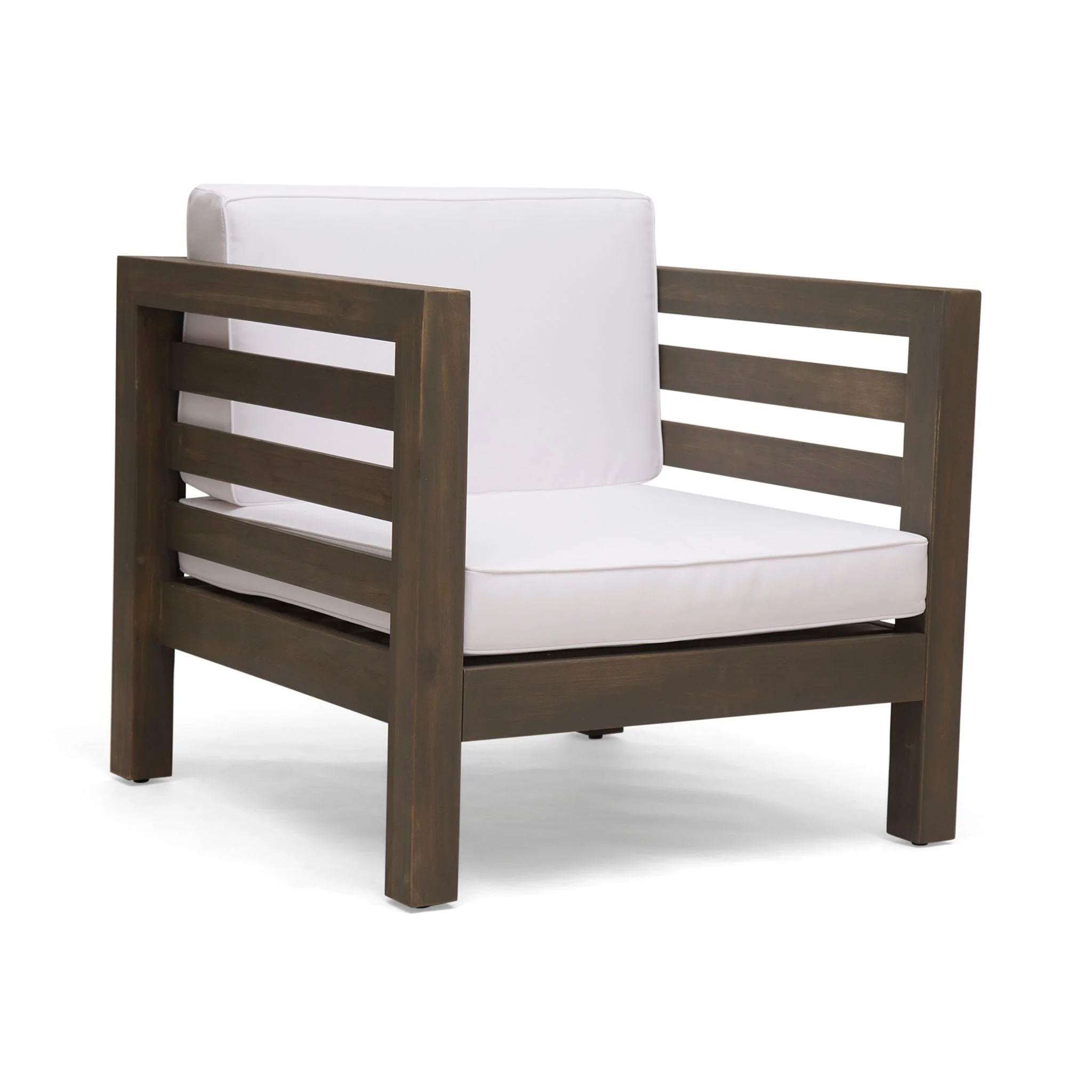 Outdoor Acacia Wood Patio Chair With Fabric Cushion - Image 2