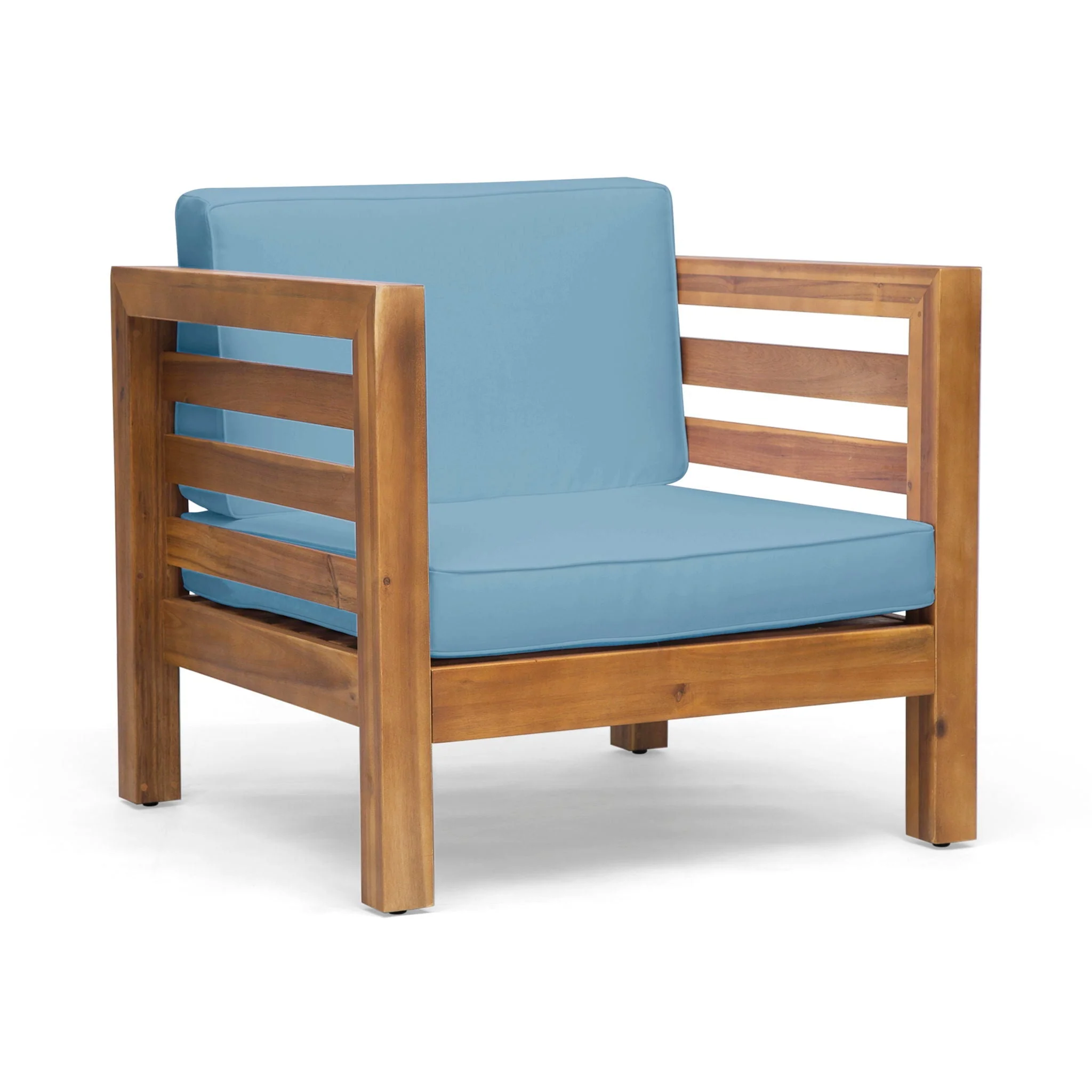 Outdoor Acacia Wood Patio Chair With Fabric Cushion - Image 3