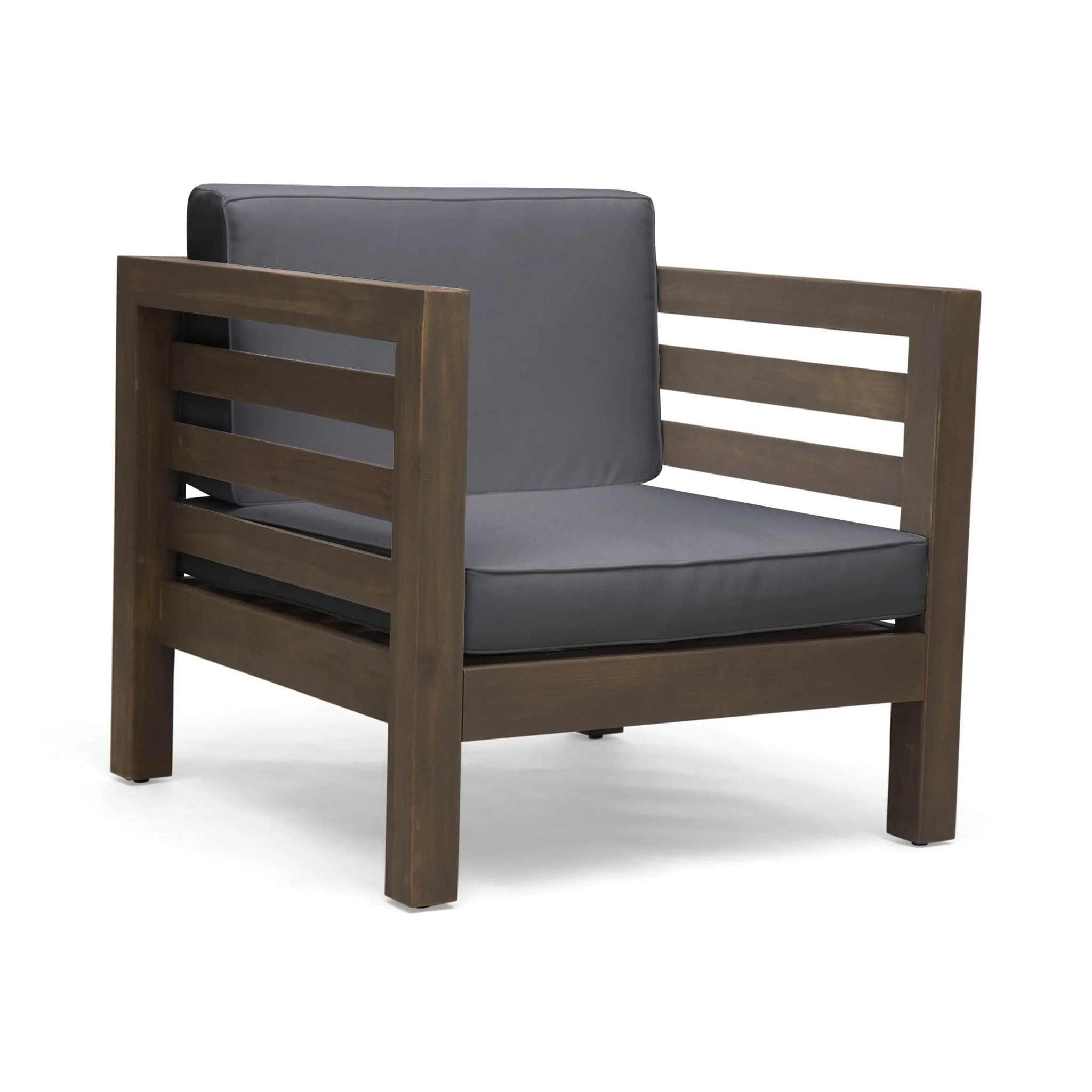 Outdoor Acacia Wood Patio Chair With Fabric Cushion - Image 4