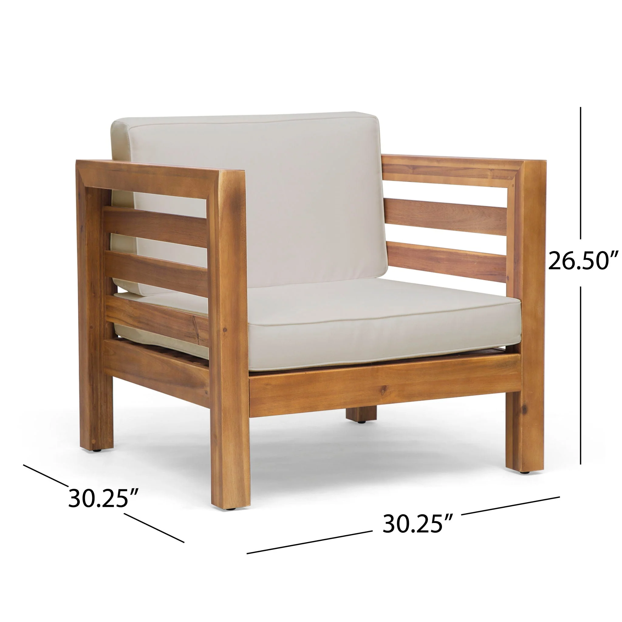 Outdoor Acacia Wood Patio Chair With Fabric Cushion - Image 5