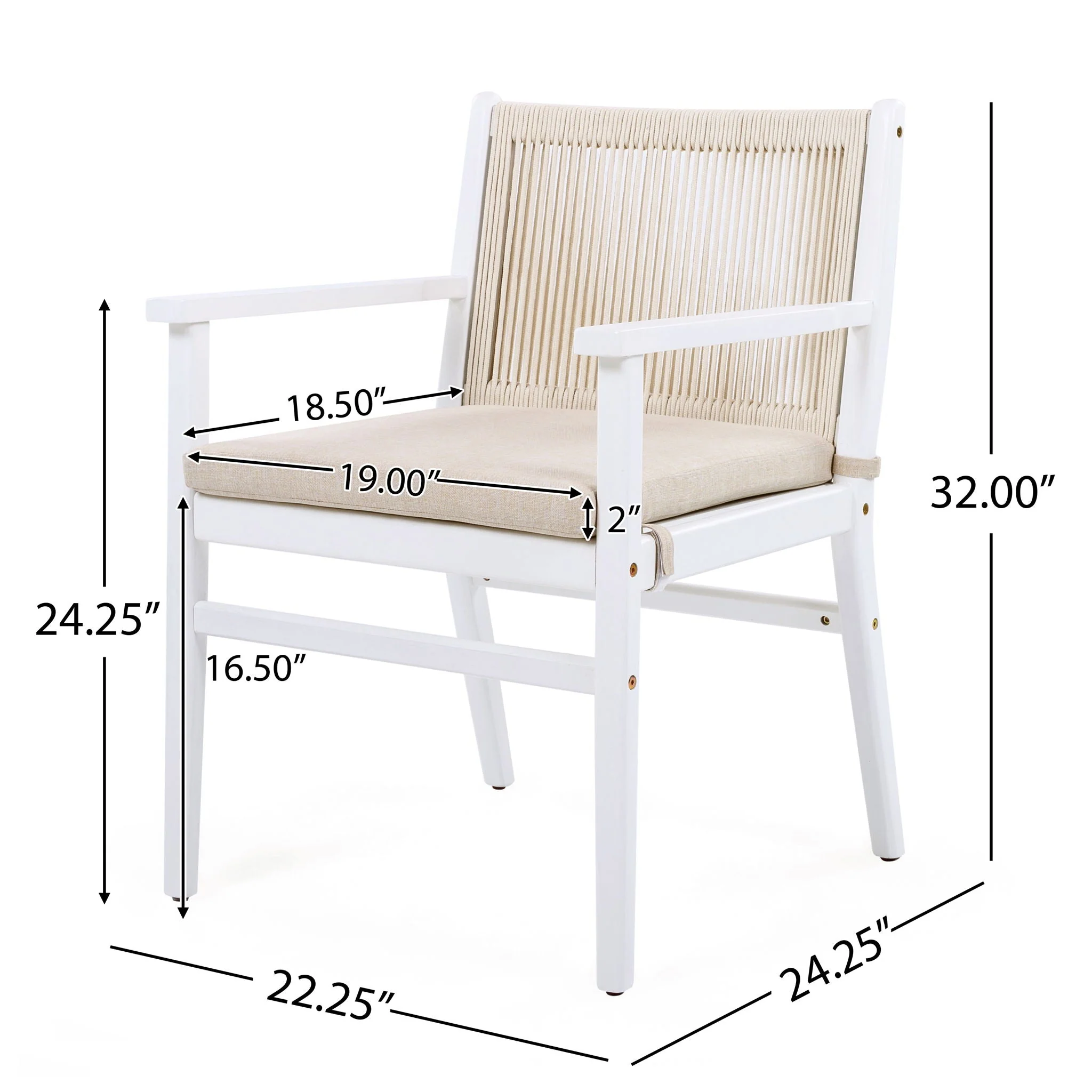 Outdoor Acacia Wood Patio Dining Armchair (Set of 2) - Image 8