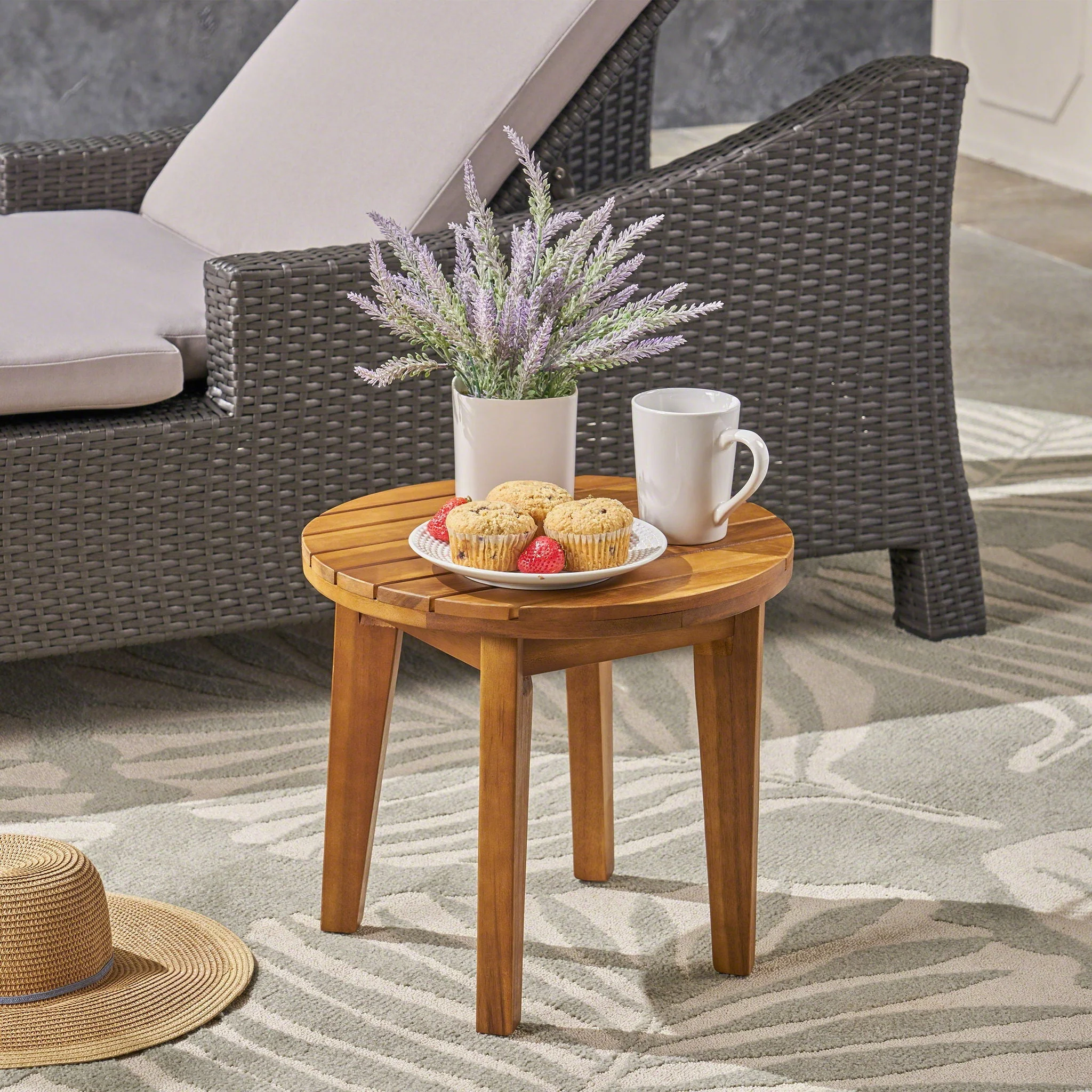 Outdoor Acacia Wood Side Table With Weather Resistance - Image 3