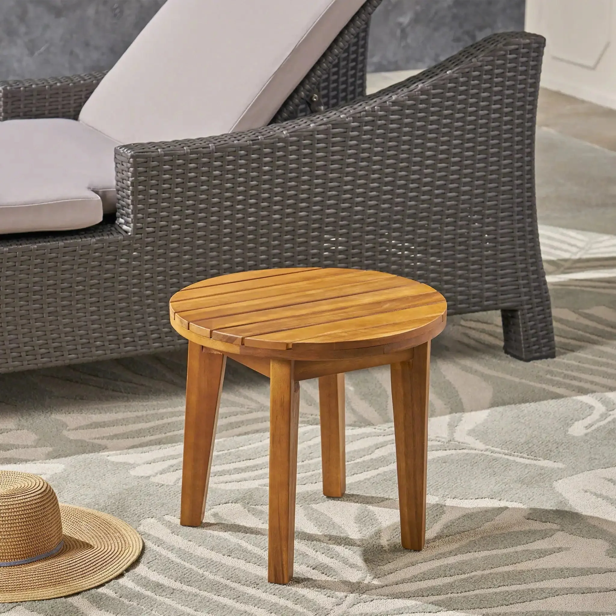 Outdoor Acacia Wood Side Table With Weather Resistance - Image 5