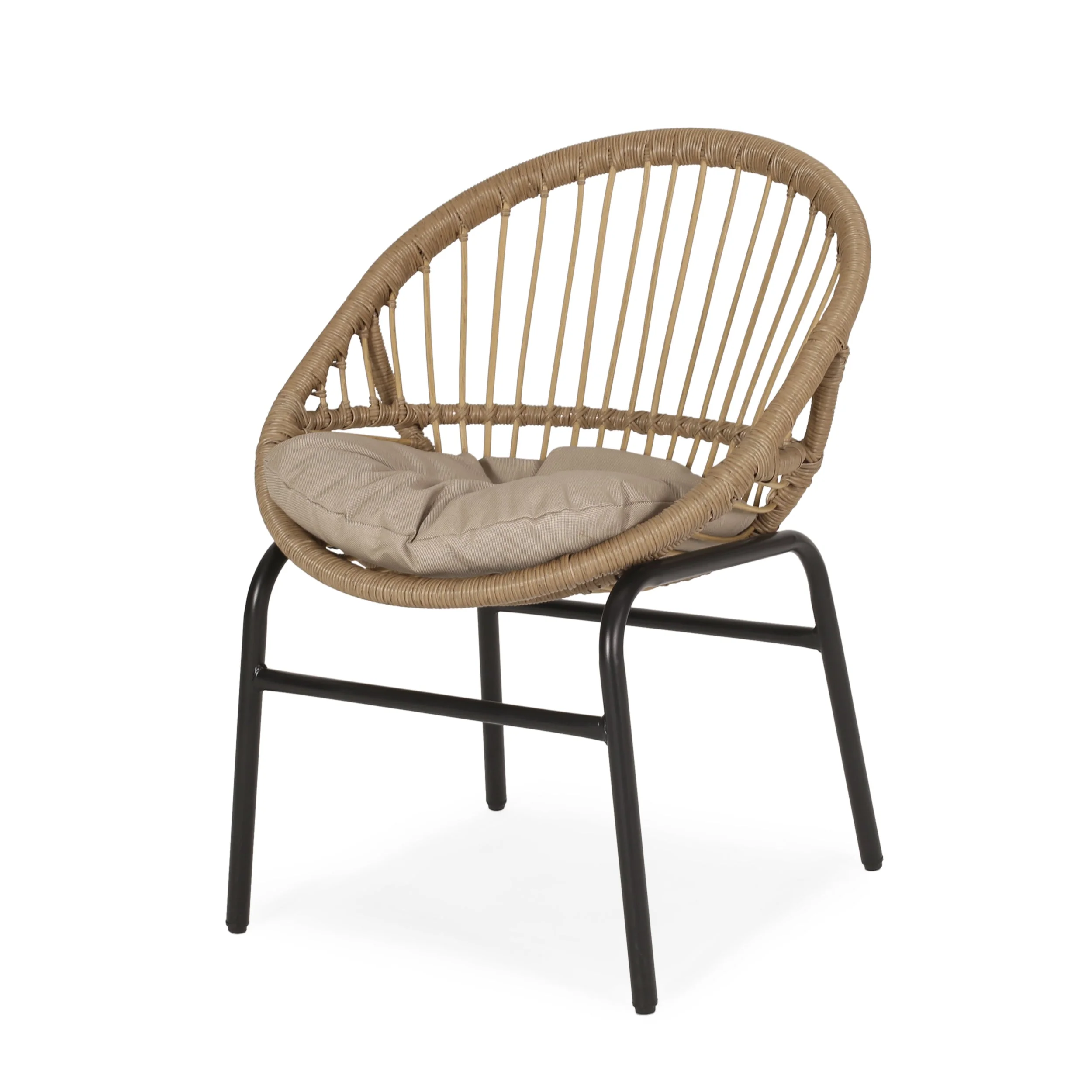 Outdoor Accent Chair with Curved Back and Basket Frame Set of 2 - Image 5