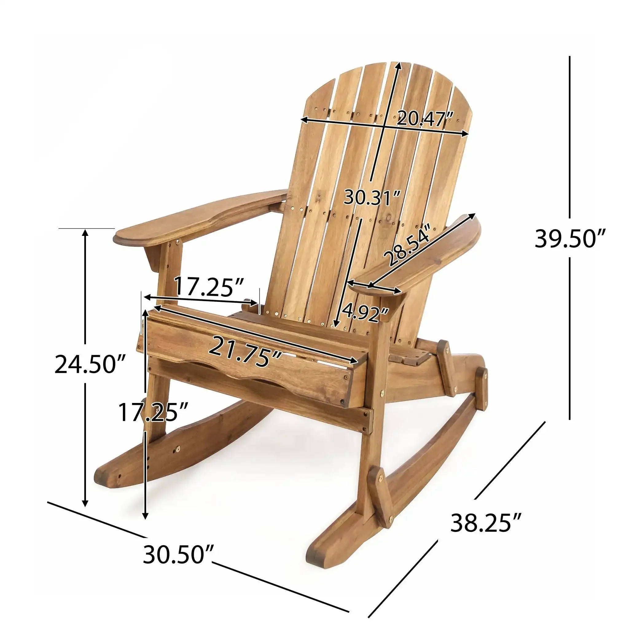 Outdoor Adirondack Rocking Chair With Hand Crafted Details - Image 3