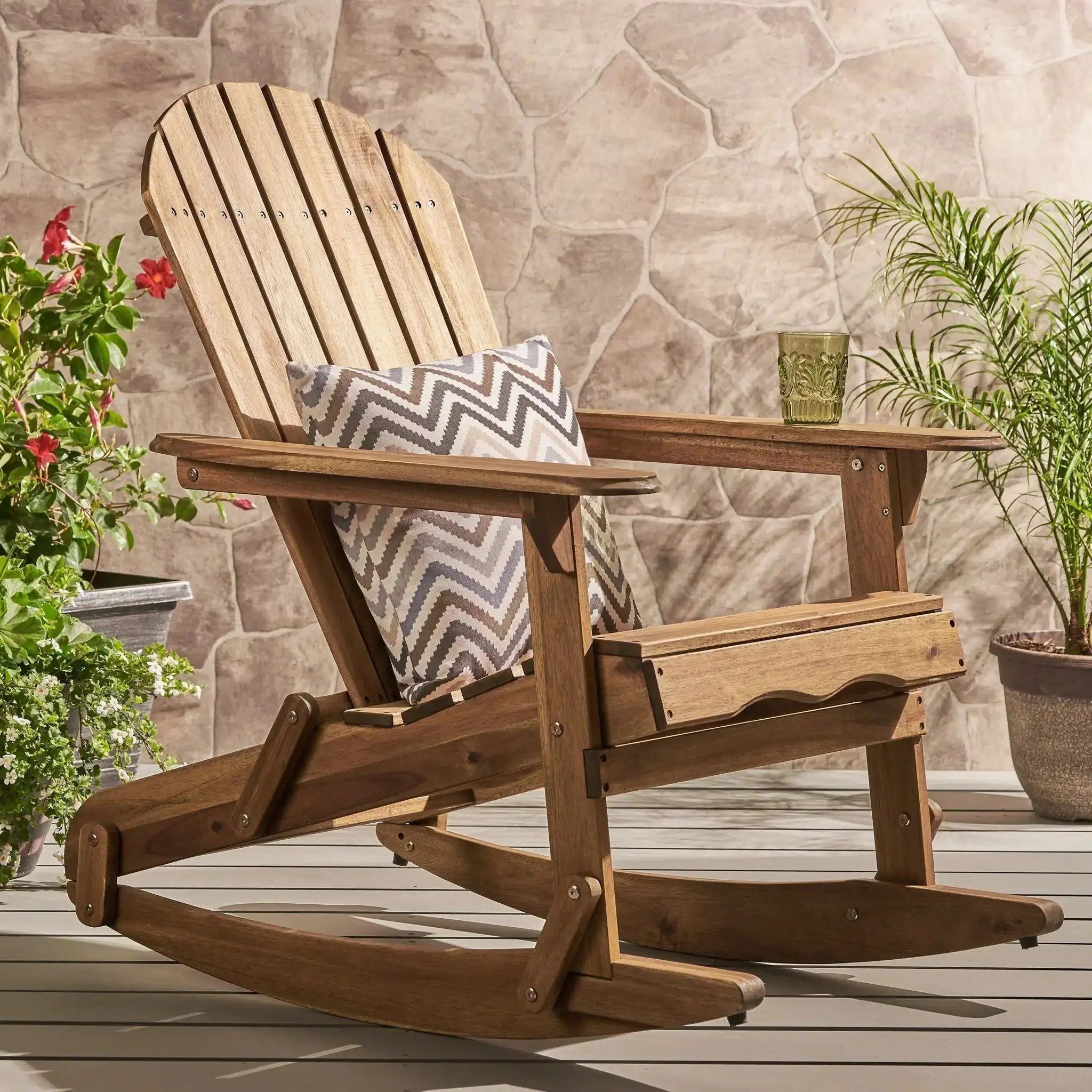Outdoor Adirondack Rocking Chair With Hand Crafted Details - Image 7