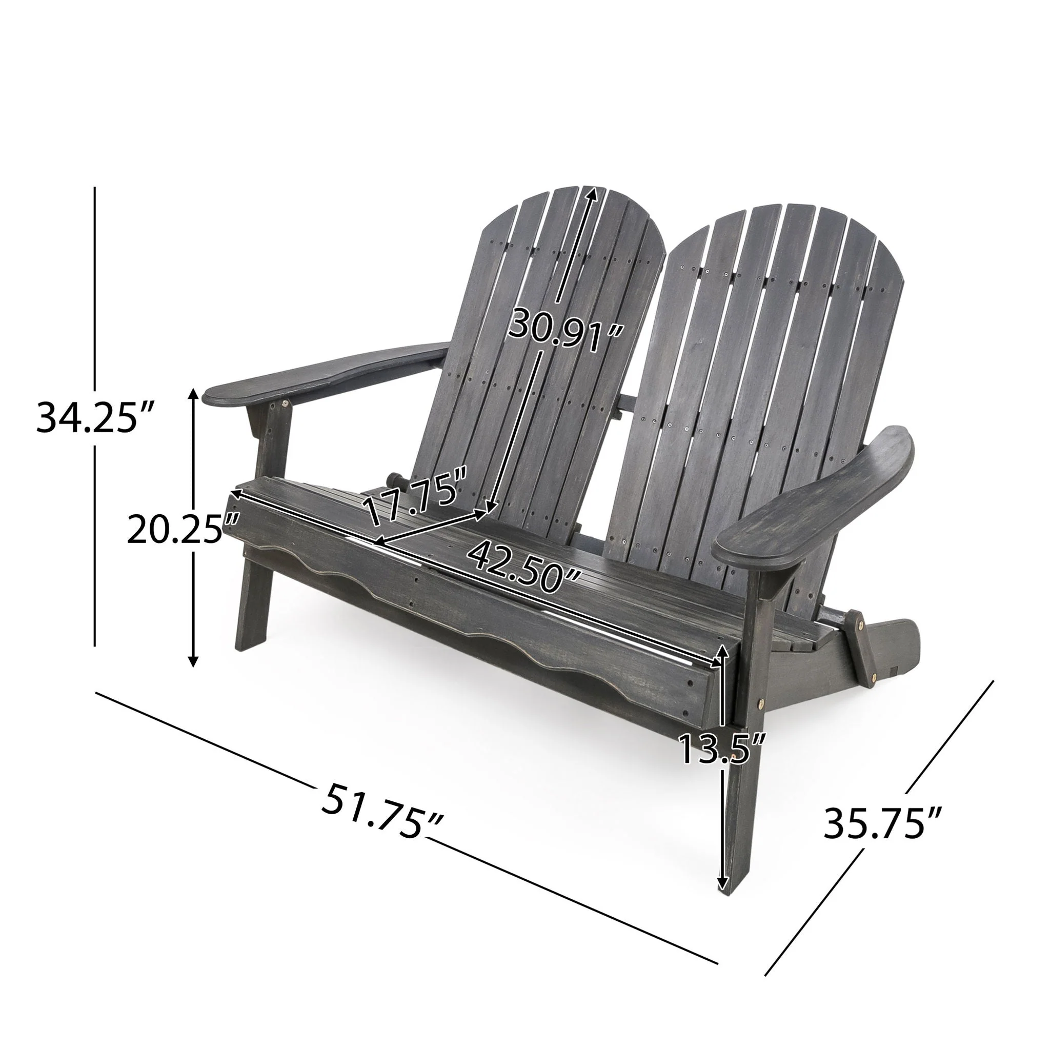 Outdoor Adirondack Rocking Loveseat With Hand Crafted Details - Image 3