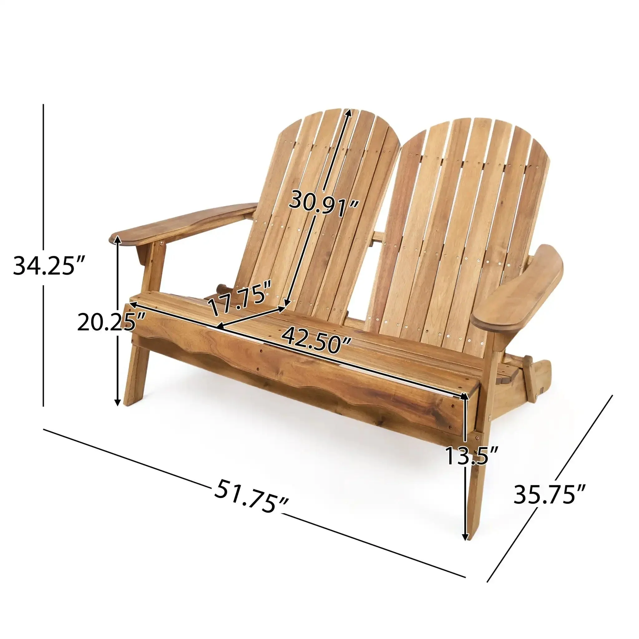 Outdoor Adirondack Rocking Loveseat With Hand Crafted Details - Image 4