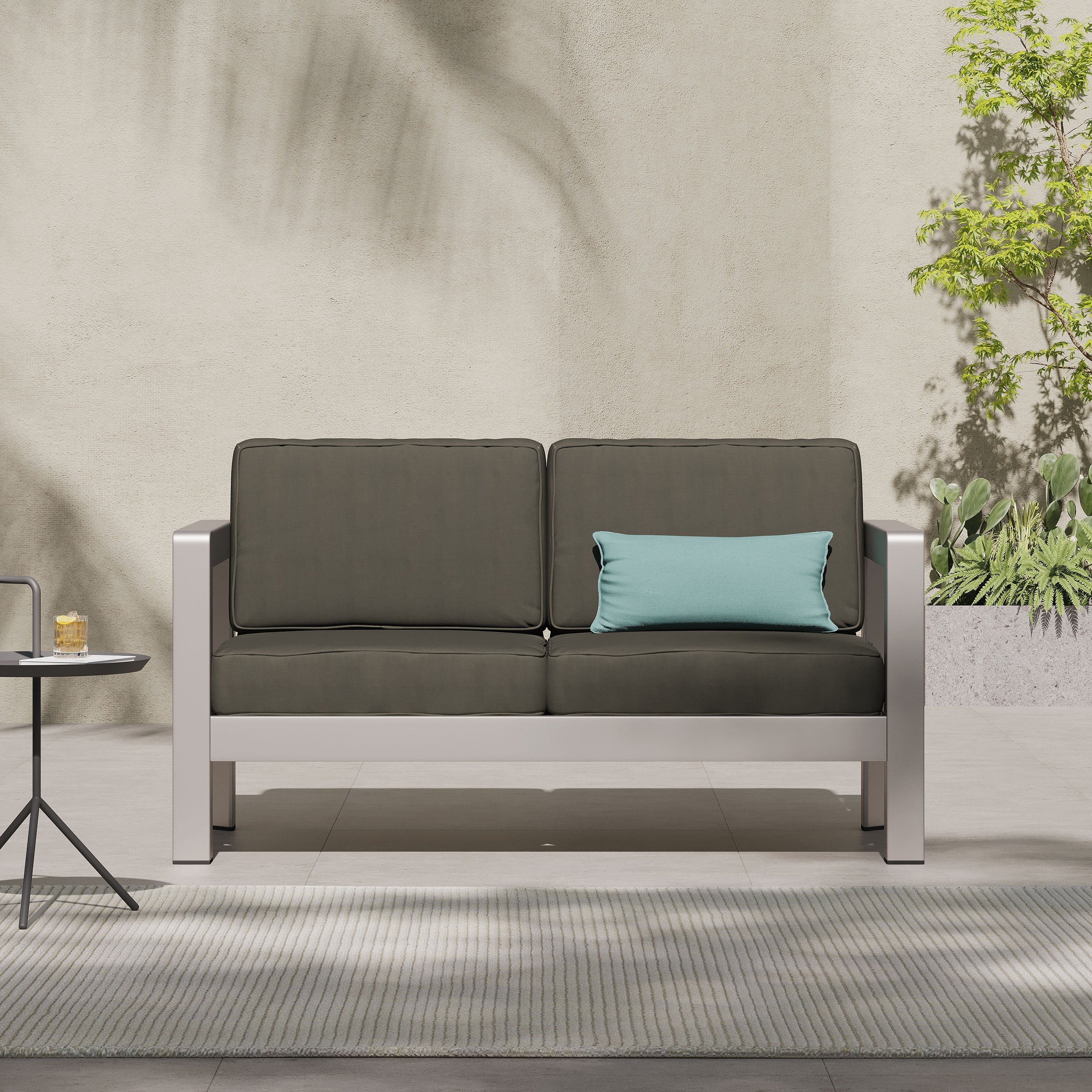 Outdoor Aluminum Loveseat – Low-Profile Patio Seating with Deep Cushions - Image 5