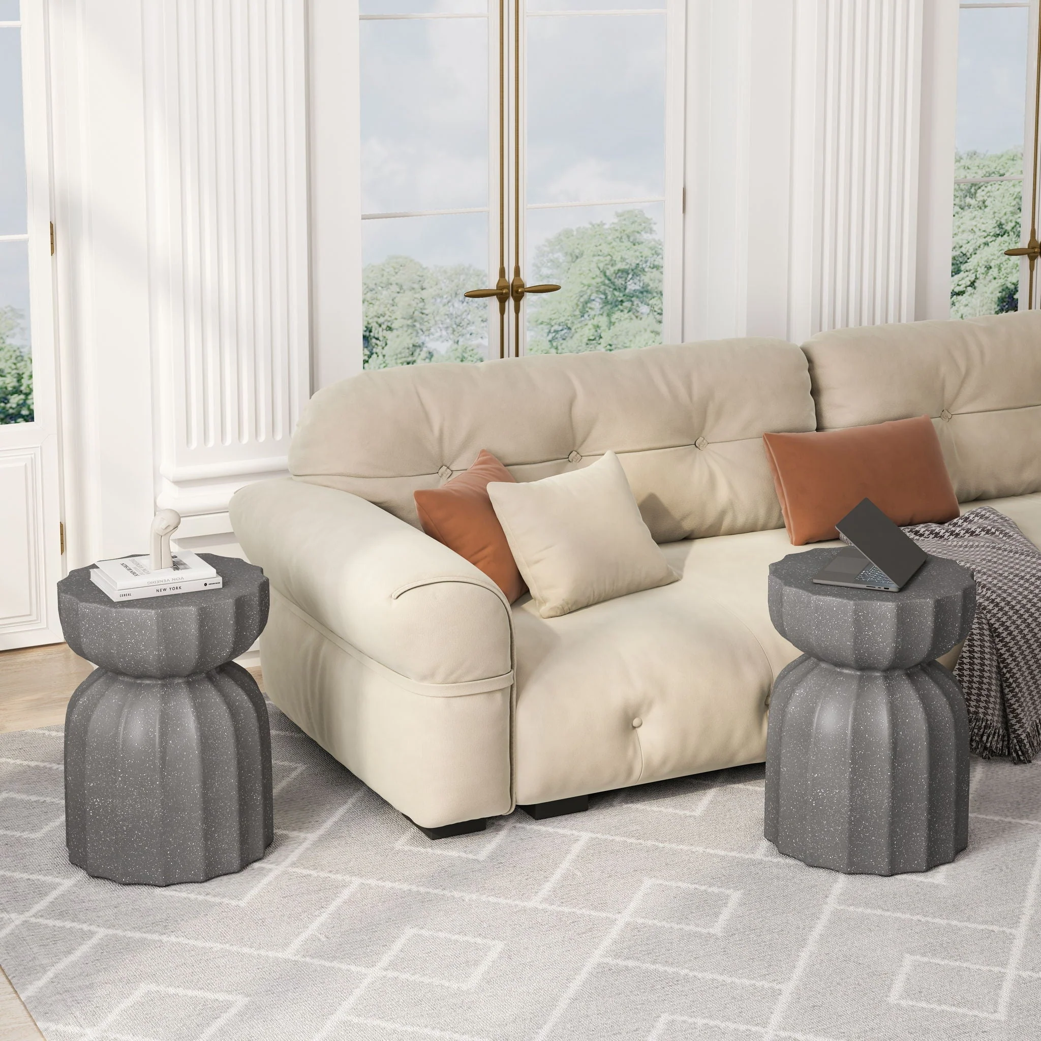 Outdoor And Indoor Waterproof Coffee Table (Set of 2) - Gray - Image 3