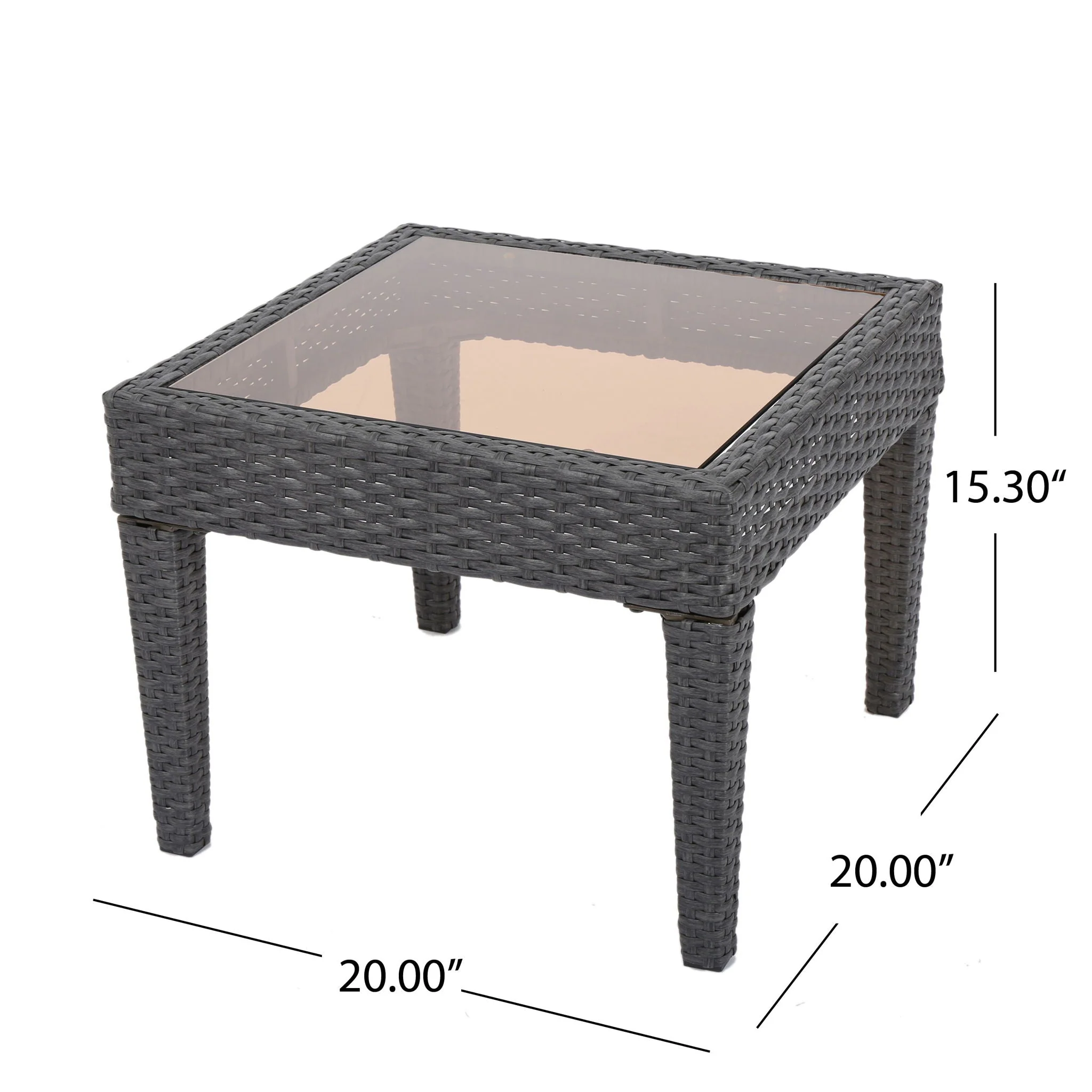Outdoor Antibes Wicker Side Table, Accent Table - Gray - Image 2